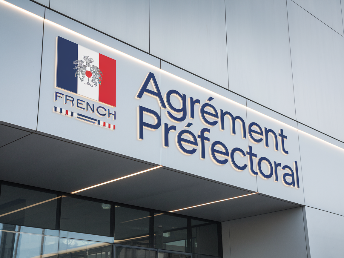 Logo officiel agrément préfectoral affiché devanture centre stage
