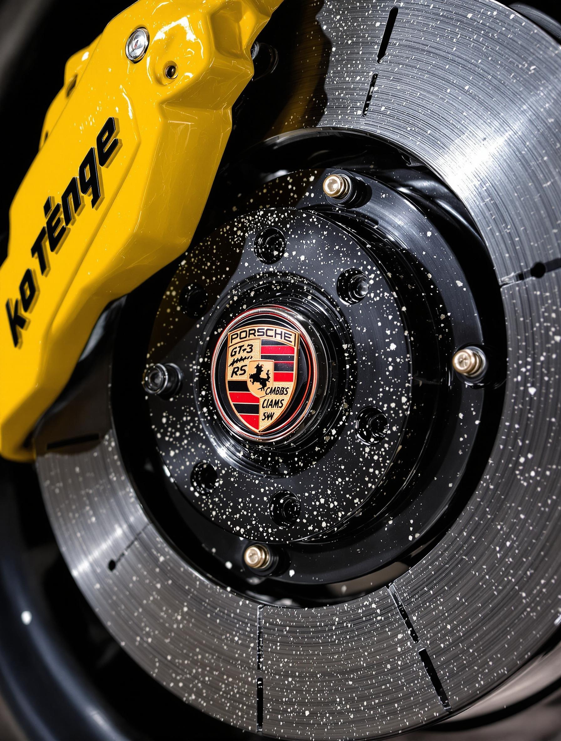 Freins céramiques de la Porsche GT3 RS avec étriers jaunes