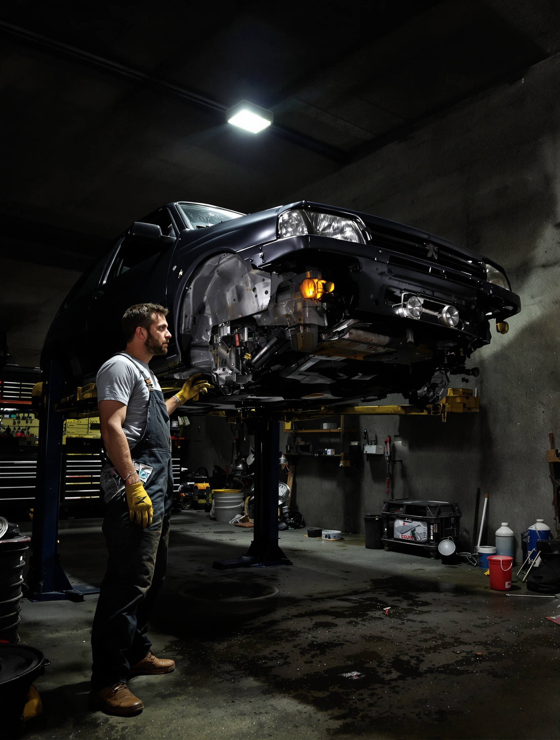 Passionné mécanique garage Peugeot 106 4x4 modifiée