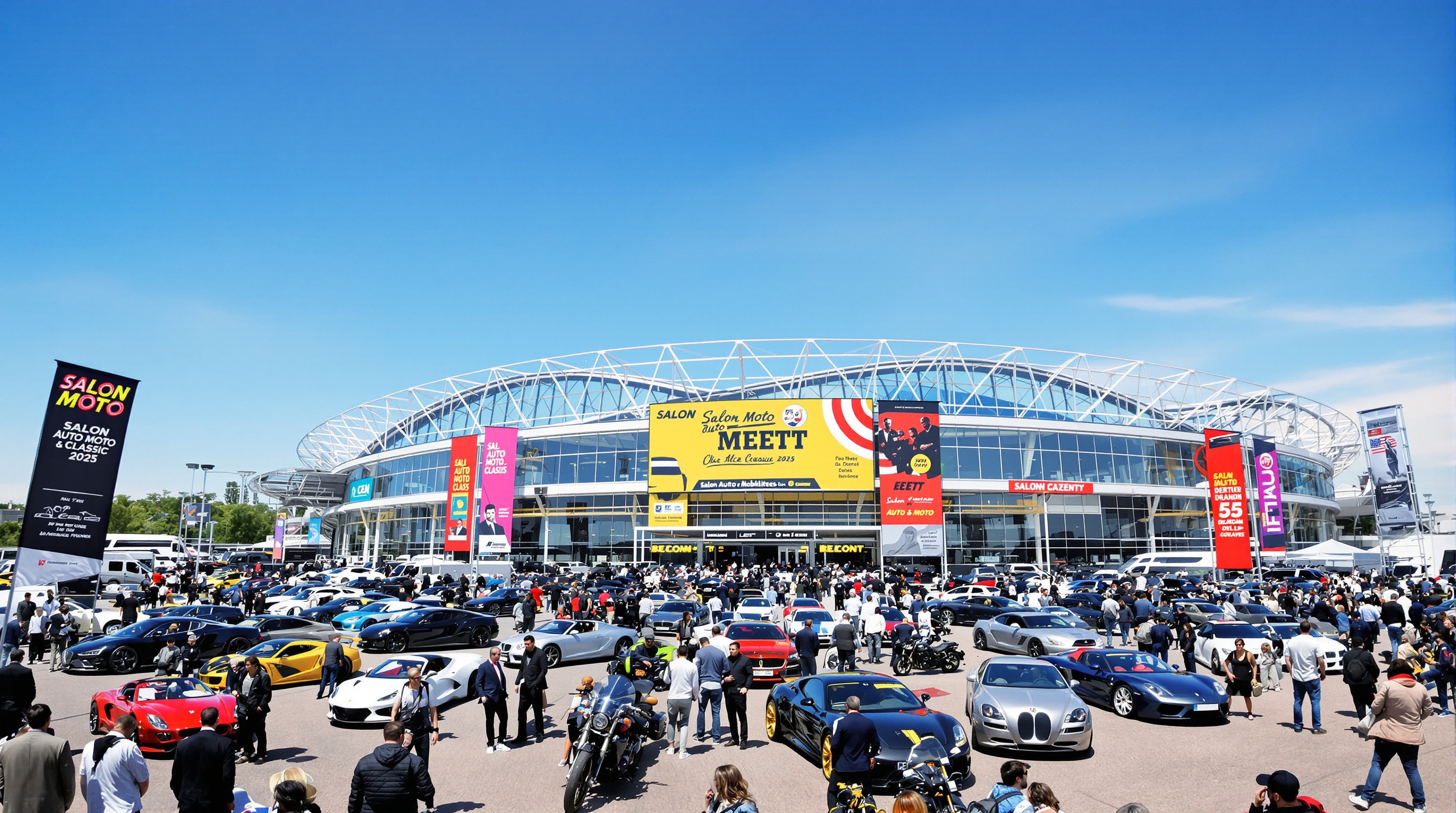 Salon Auto Moto MEETT Toulouse 2025 foule passionnés supercars motos anciennes