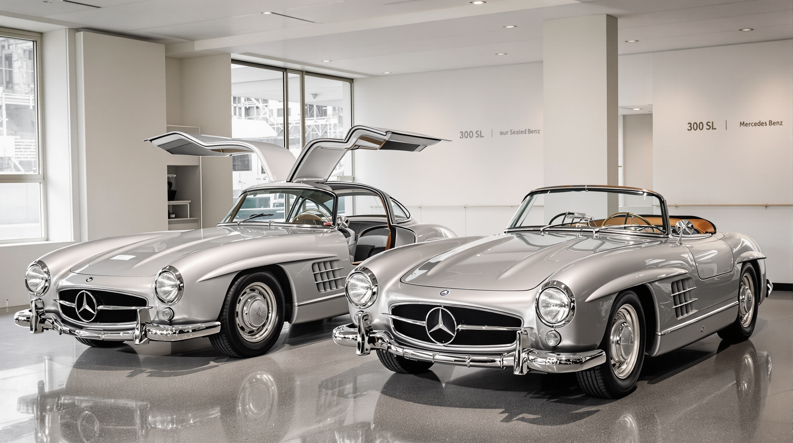 Mercedes 300 SL Gullwing et Roadster ensemble