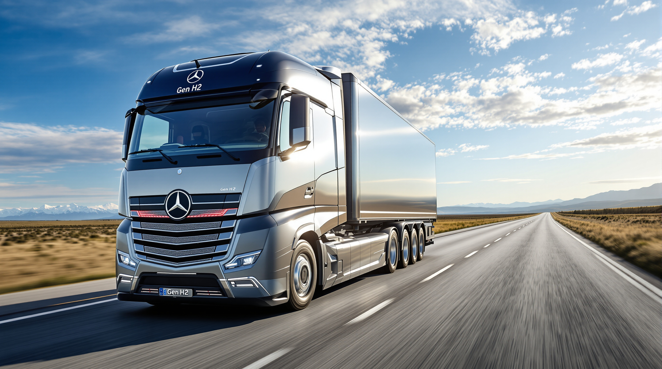 Le prototype Mercedes-Benz GenH2 Truck : mastodonte à hydrogène liquide taillé pour le long-courrier.