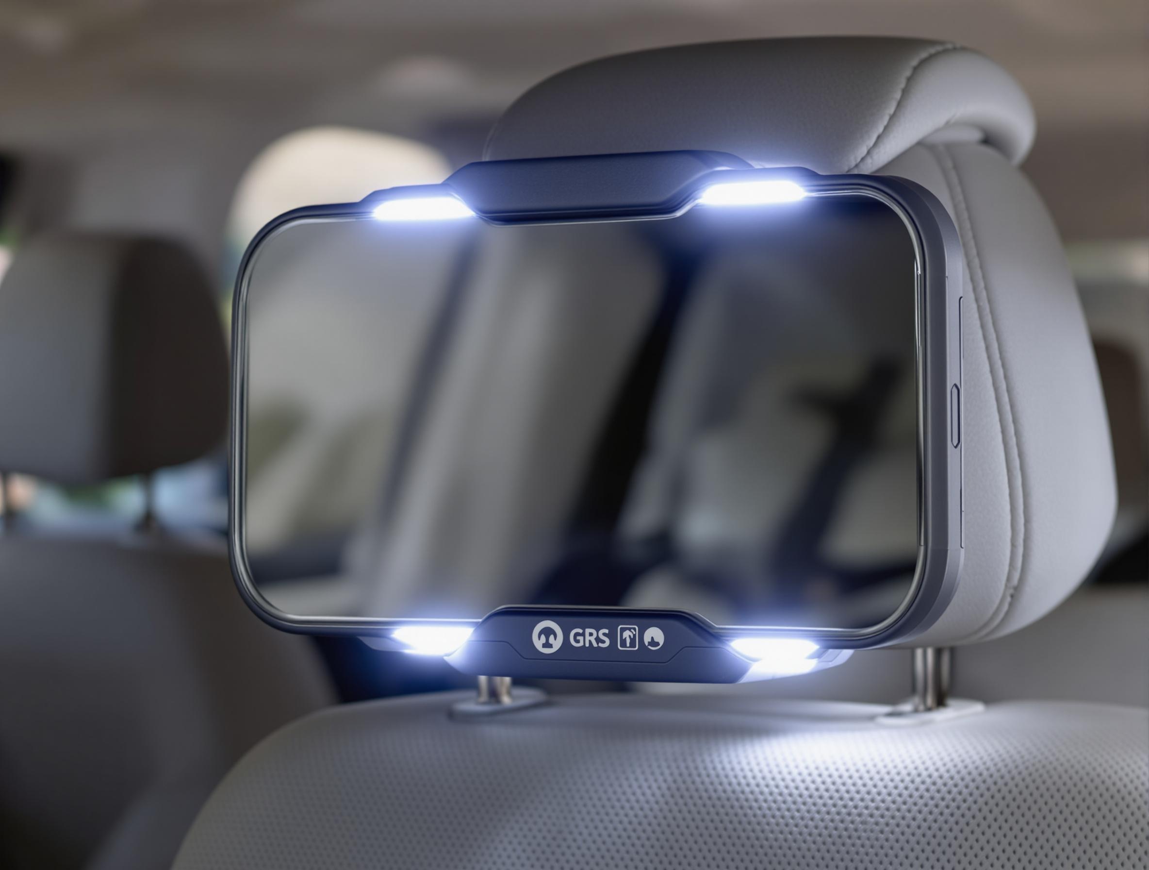 Miroir bébé voiture moderne avec LED, éco-conçu et certifié GRS pour une sécurité optimale