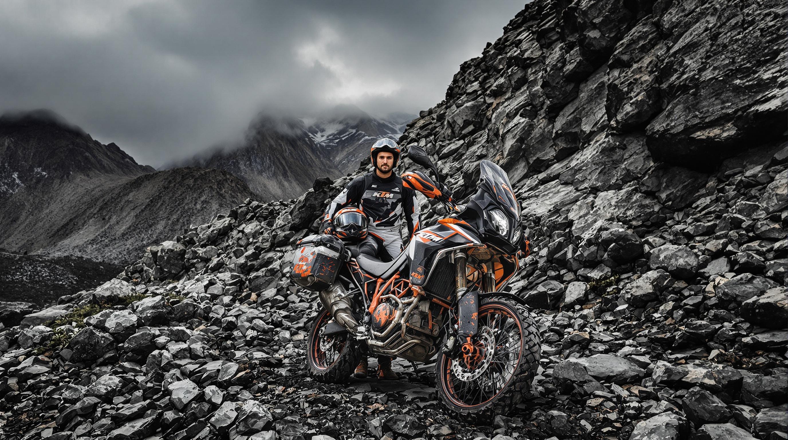 Motard KTM 890 Adventure profil col alpin TT