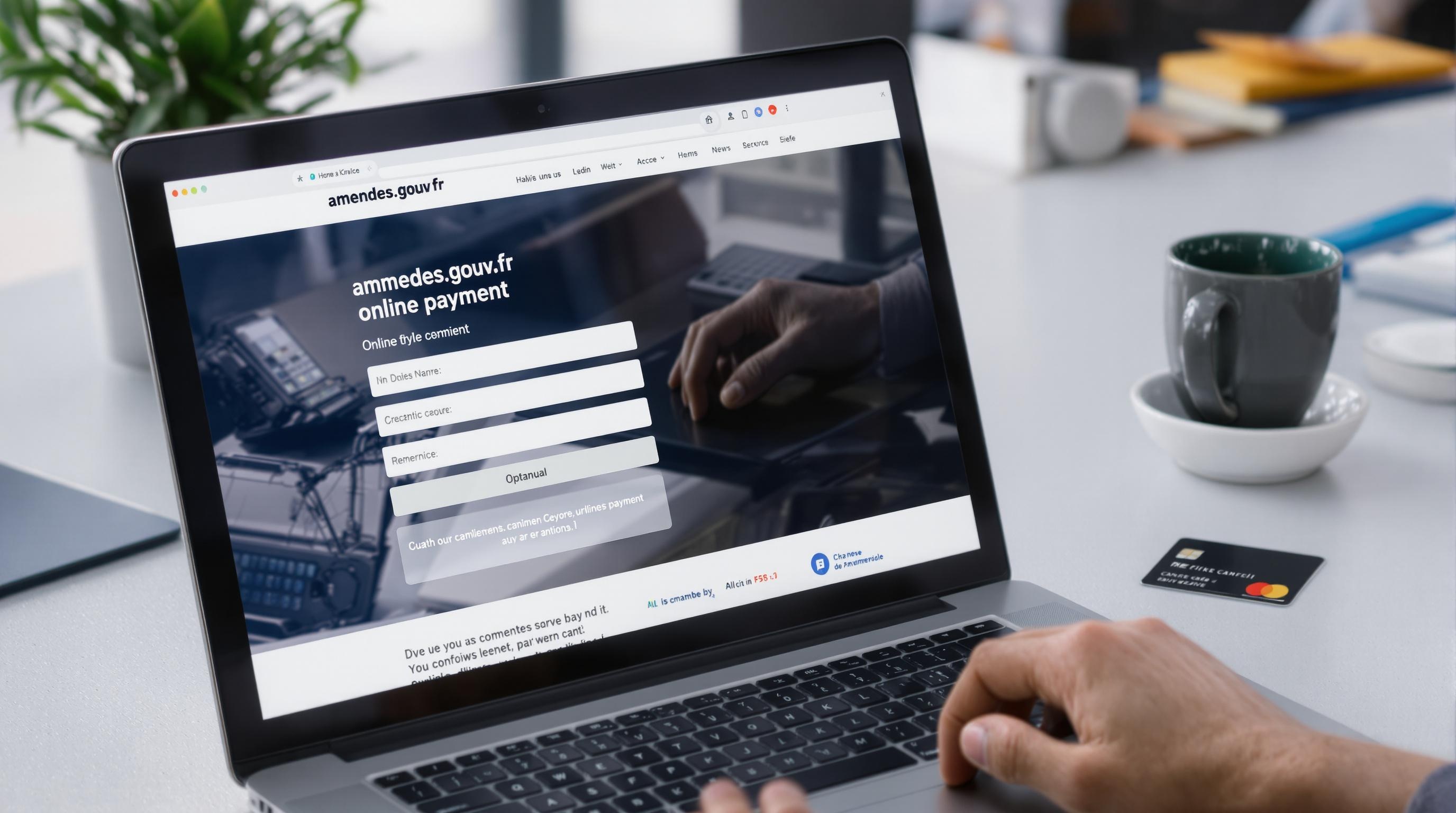 Interface de télépaiement des amendes sur ordinateur