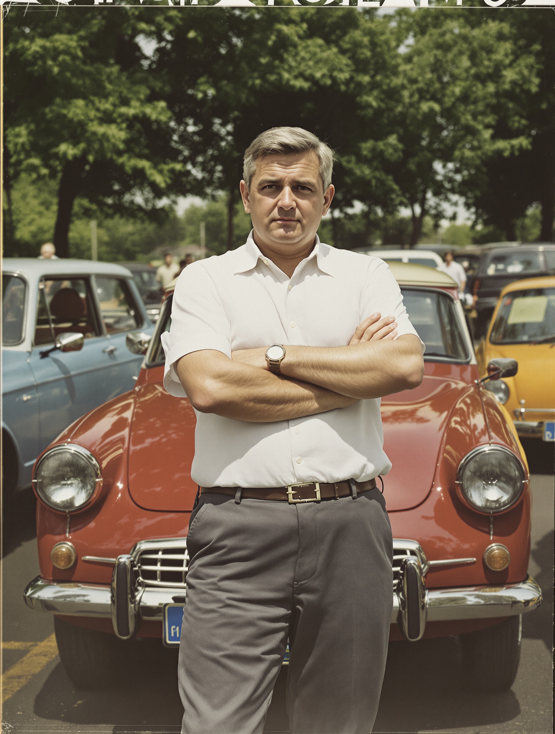 Un passionné devant une Citroën Ami 6