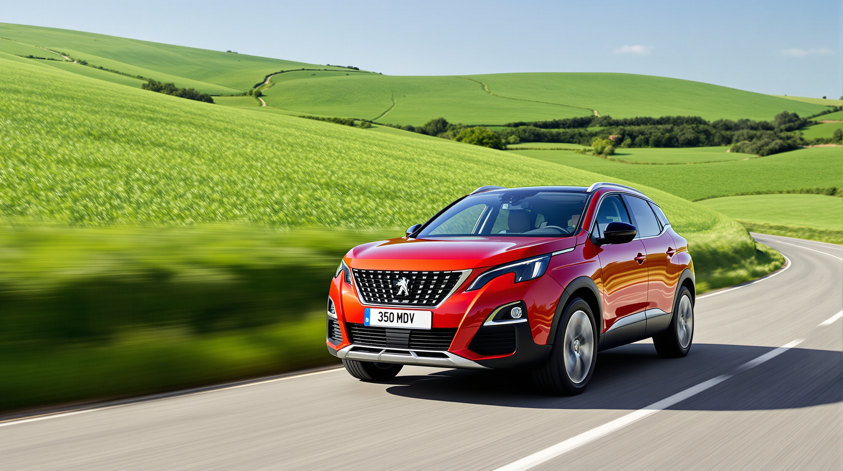 Peugeot 3008 Hybrid vif sur route de campagne