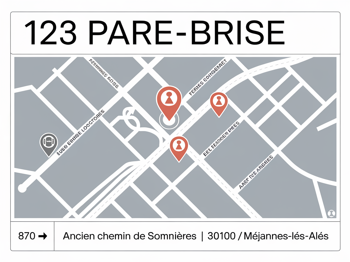 Plan d'accès centre vitrage auto Alès Méjannes-lès-Alès