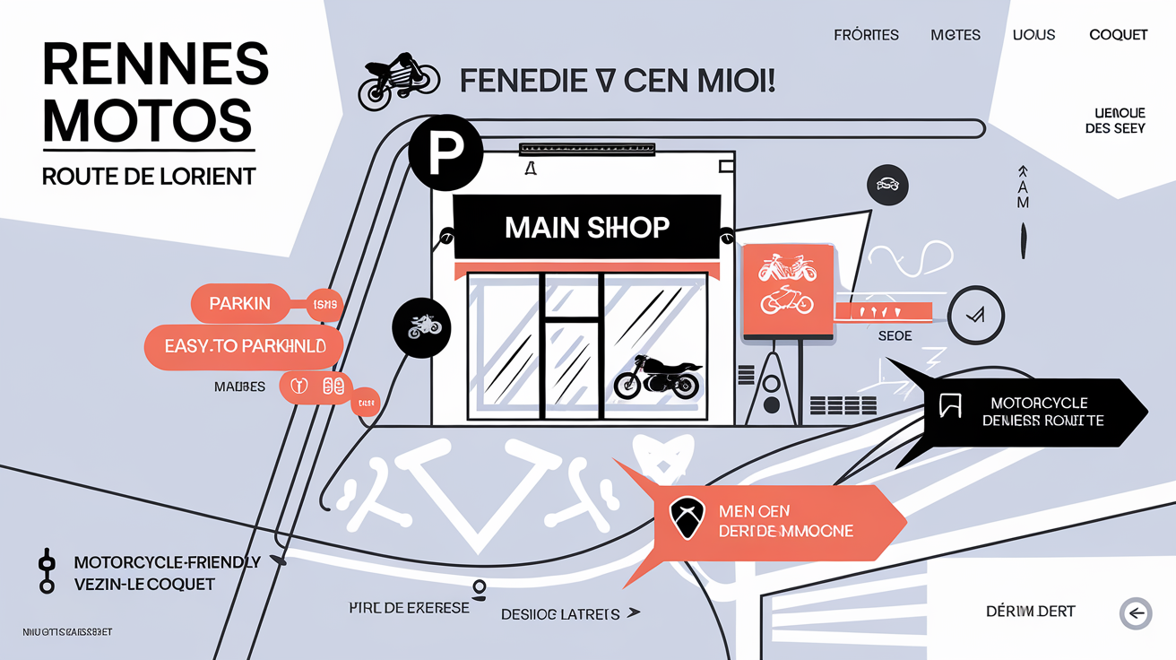 Plan d'accès Rennes Motos Route de Lorient parking magasin
