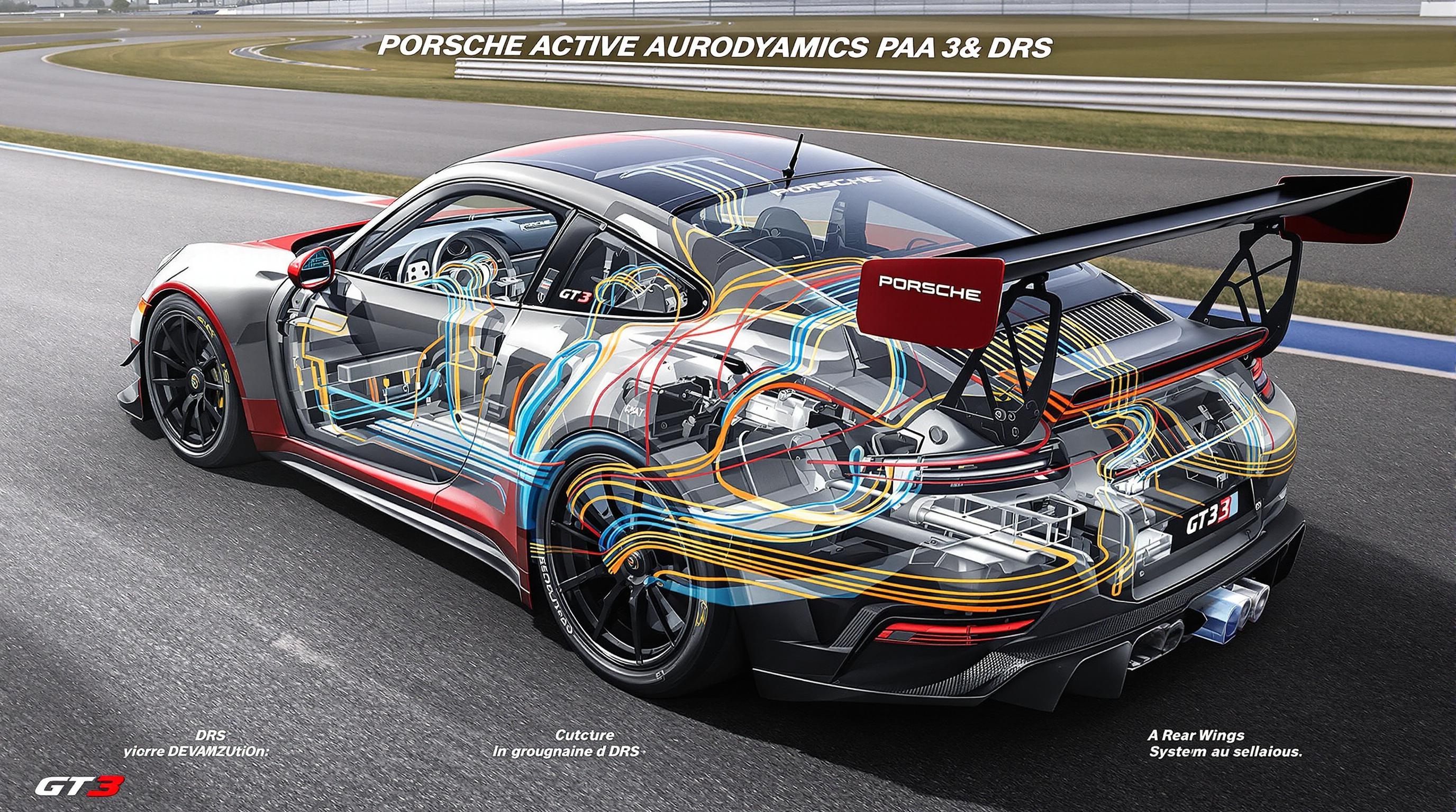 Détail du système Porsche Active Aerodynamics (DRS) sur la 911 GT3 RS