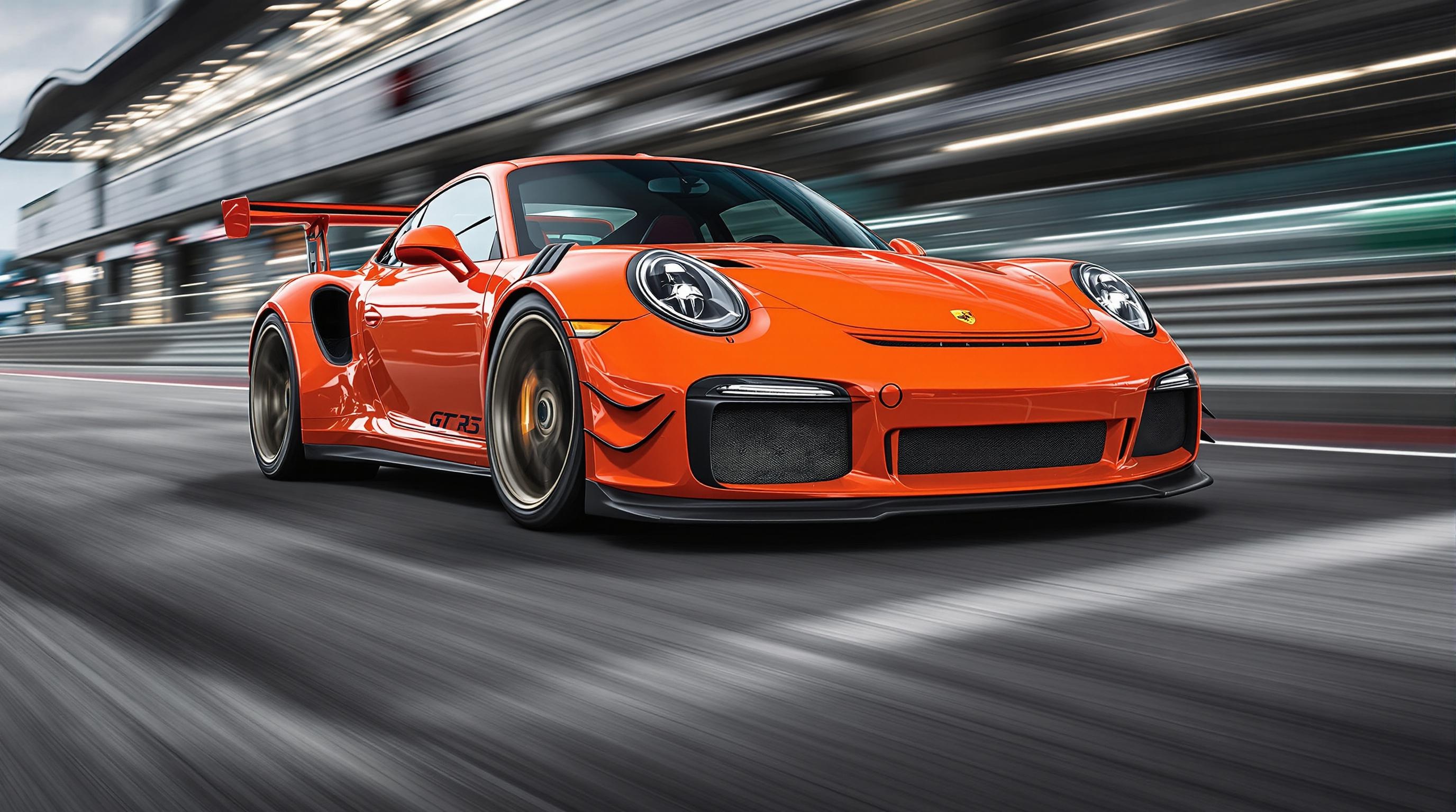 Porsche 911 GT3 RS avec aileron et appendices aérodynamiques sur circuit