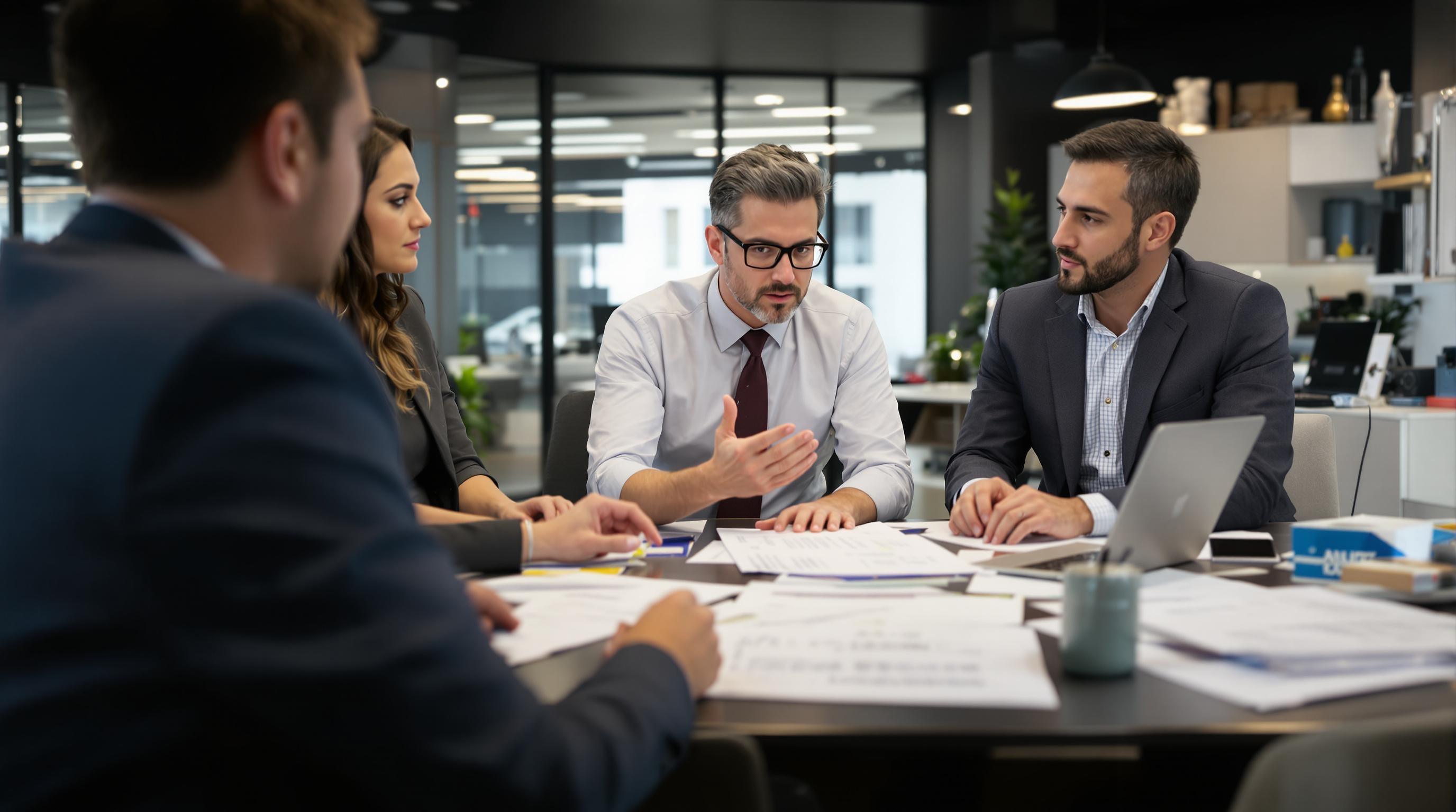 Des professionnels discutant d'un contrat d'assurance.