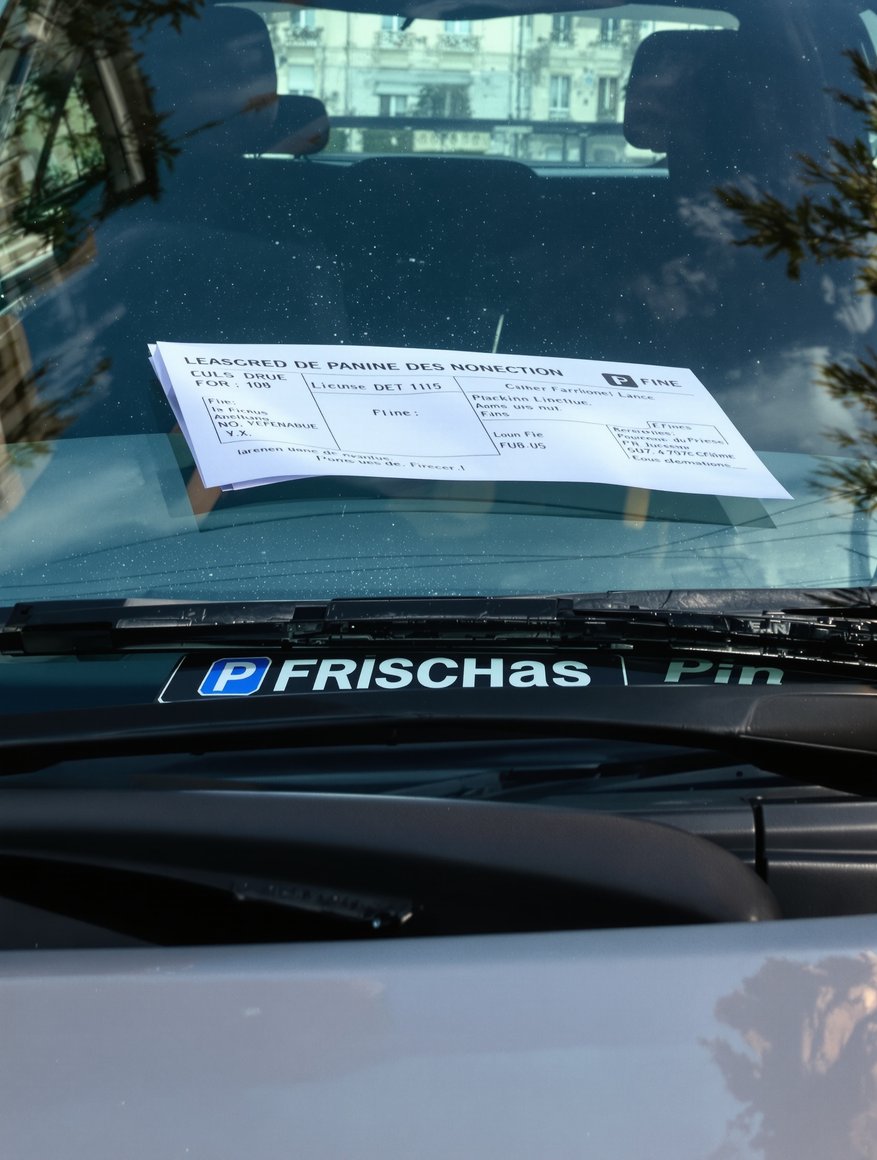 PV plaque d'immatriculation non conforme amende sur pare-brise France