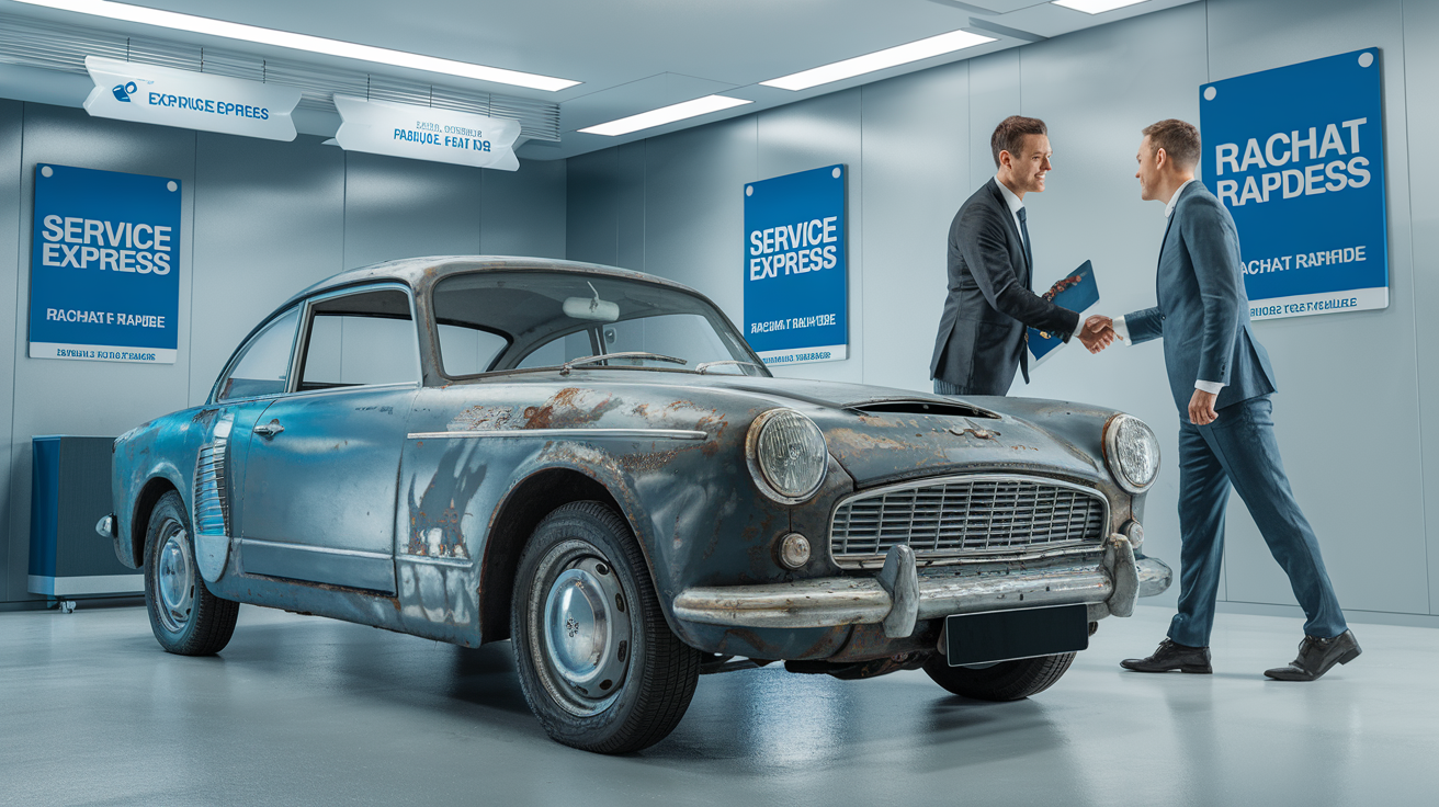 Voiture en fin de vie valorisée grâce à un service de rachat rapide.
