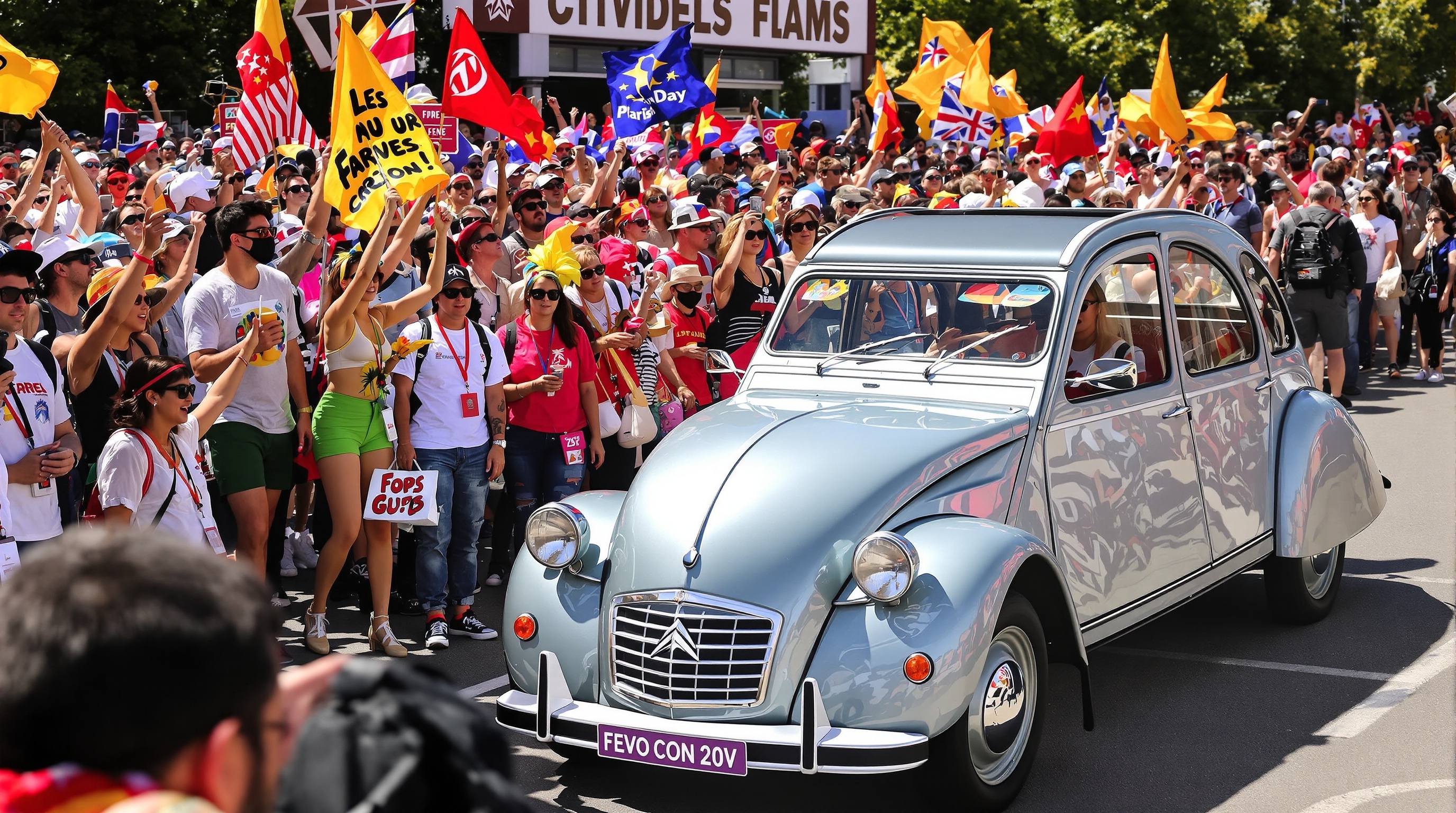Rassemblement passionné Citroën 2CV moderne événement automobile