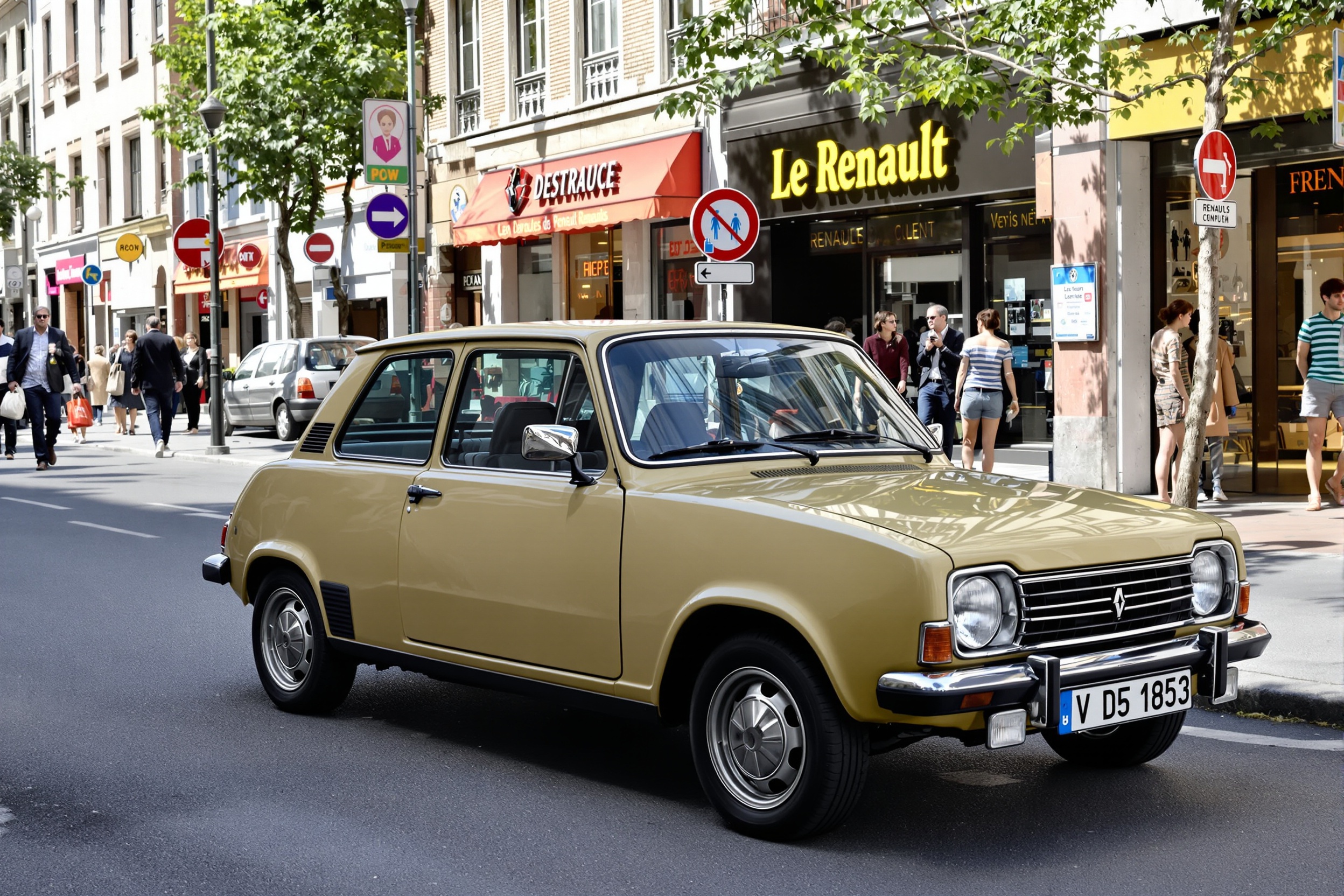 Renault 14 vue de profil trois-quarts avant lignes caractéristiques