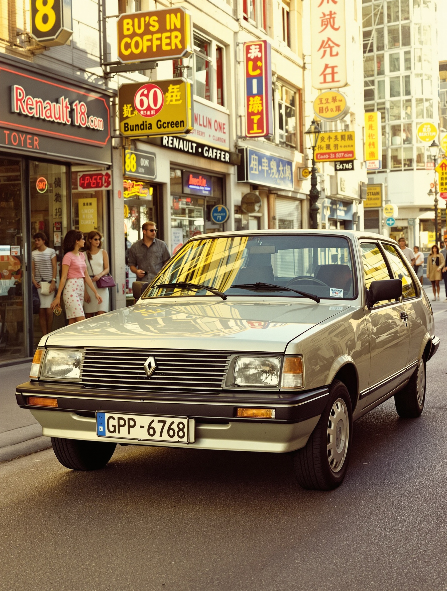 Renault 18 trois-quarts avant ambiance années 80