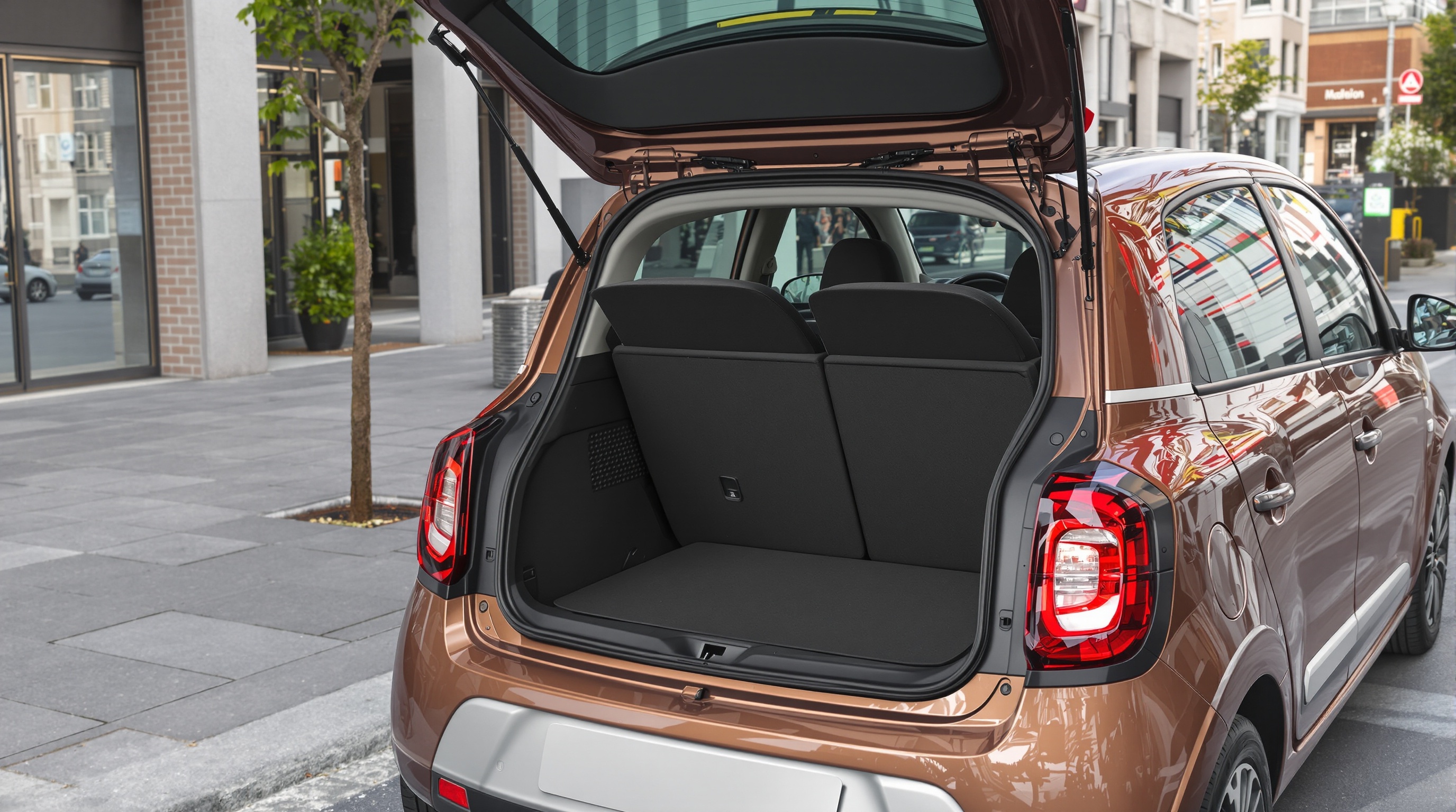 Renault Twingo 3 coffre ouvert vue urbaine capacité