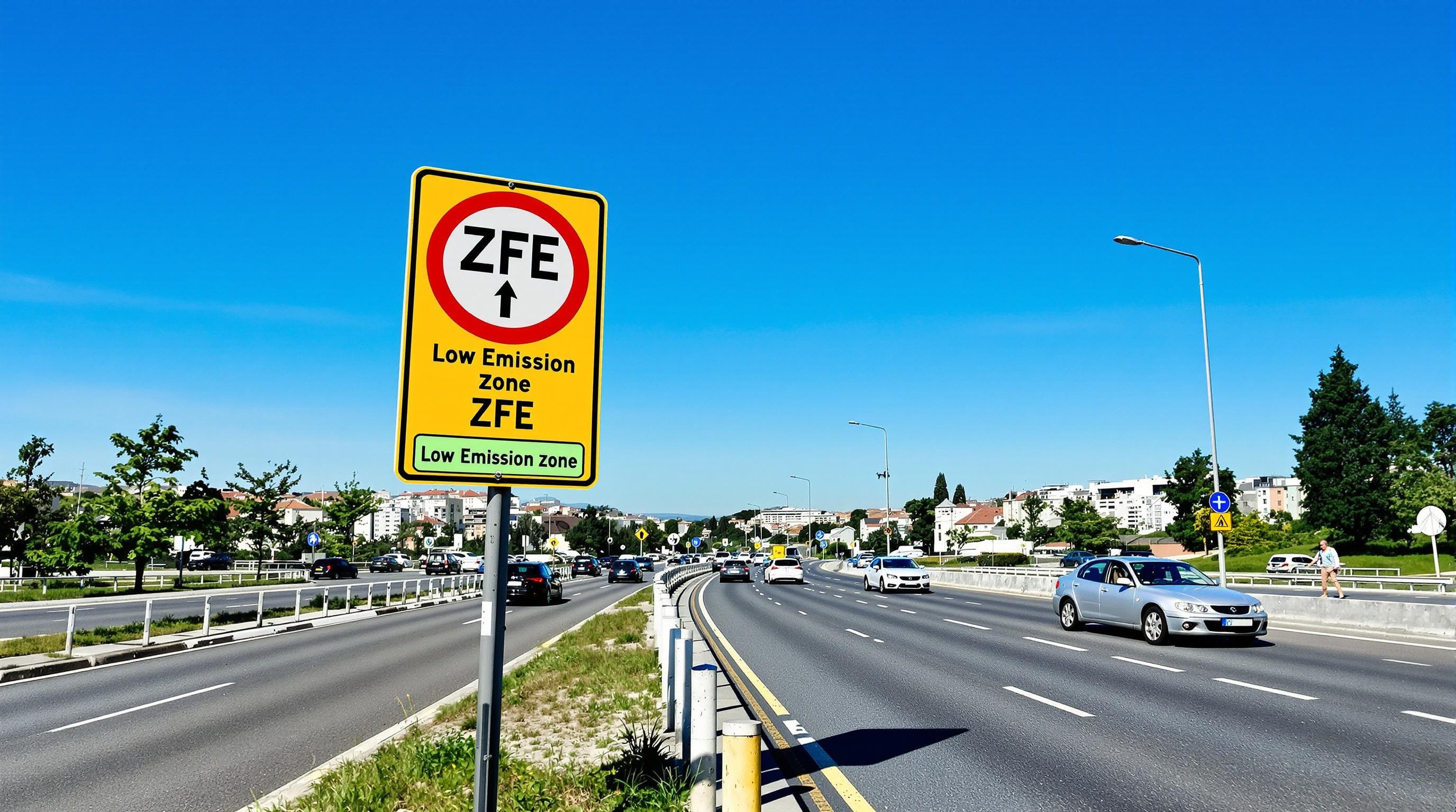Rocade de Toulouse avec panneau ZFE, circulation vigilante
