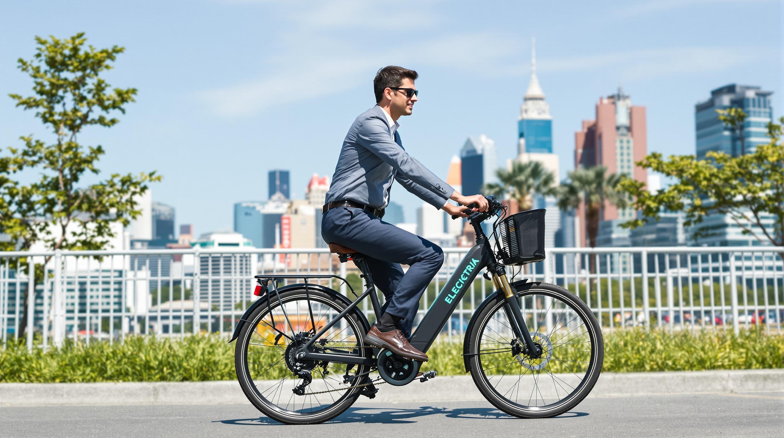 Un salarié utilisant un vélo électrique fourni par son employeur.