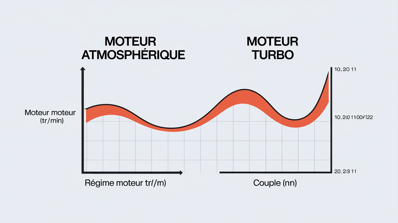 Courbe comparaison couple moteur atmosphérique linéaire vs turbo poussée soudaine