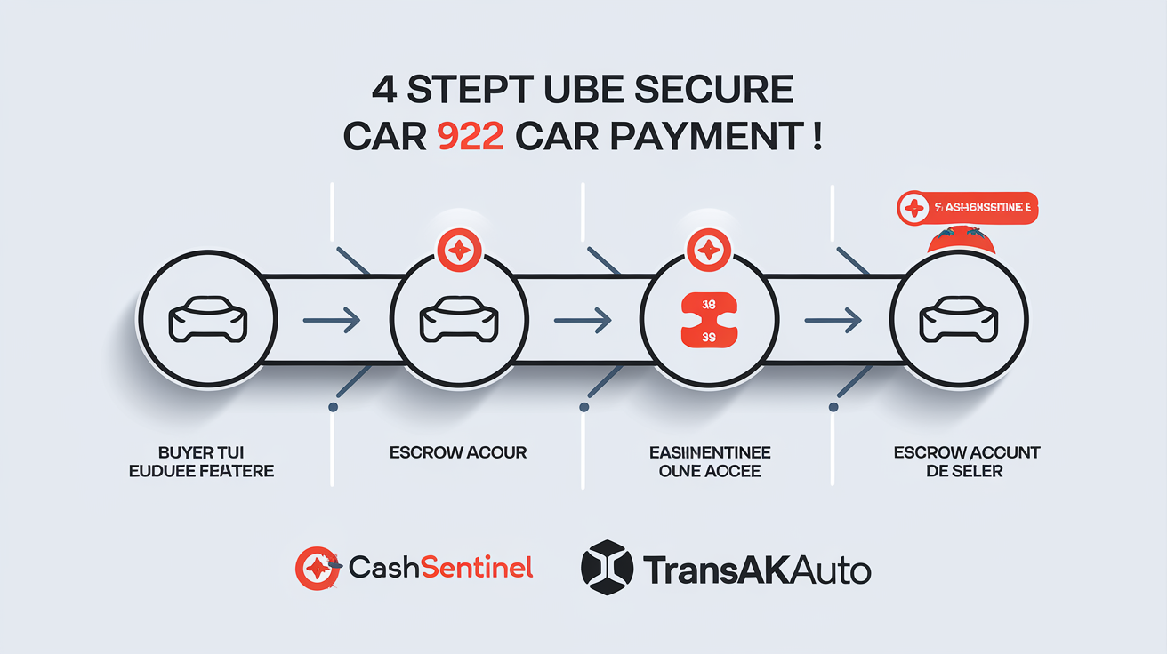 Schéma des 4 étapes du paiement sécurisé avec CashSentinel et Transakauto
