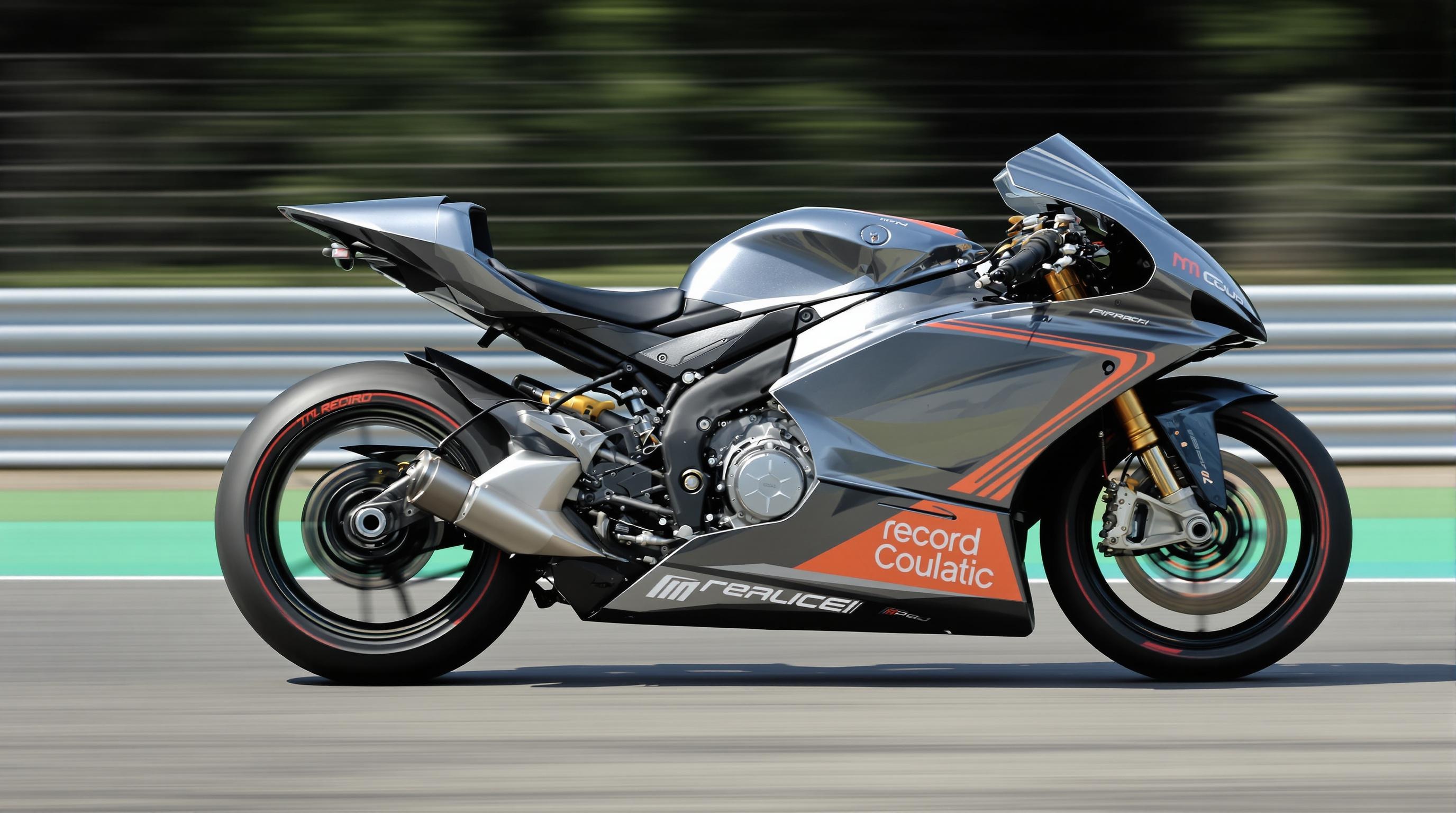 Image illustrant la silhouette dynamique d'une moto de record avec des éléments techniques avancés