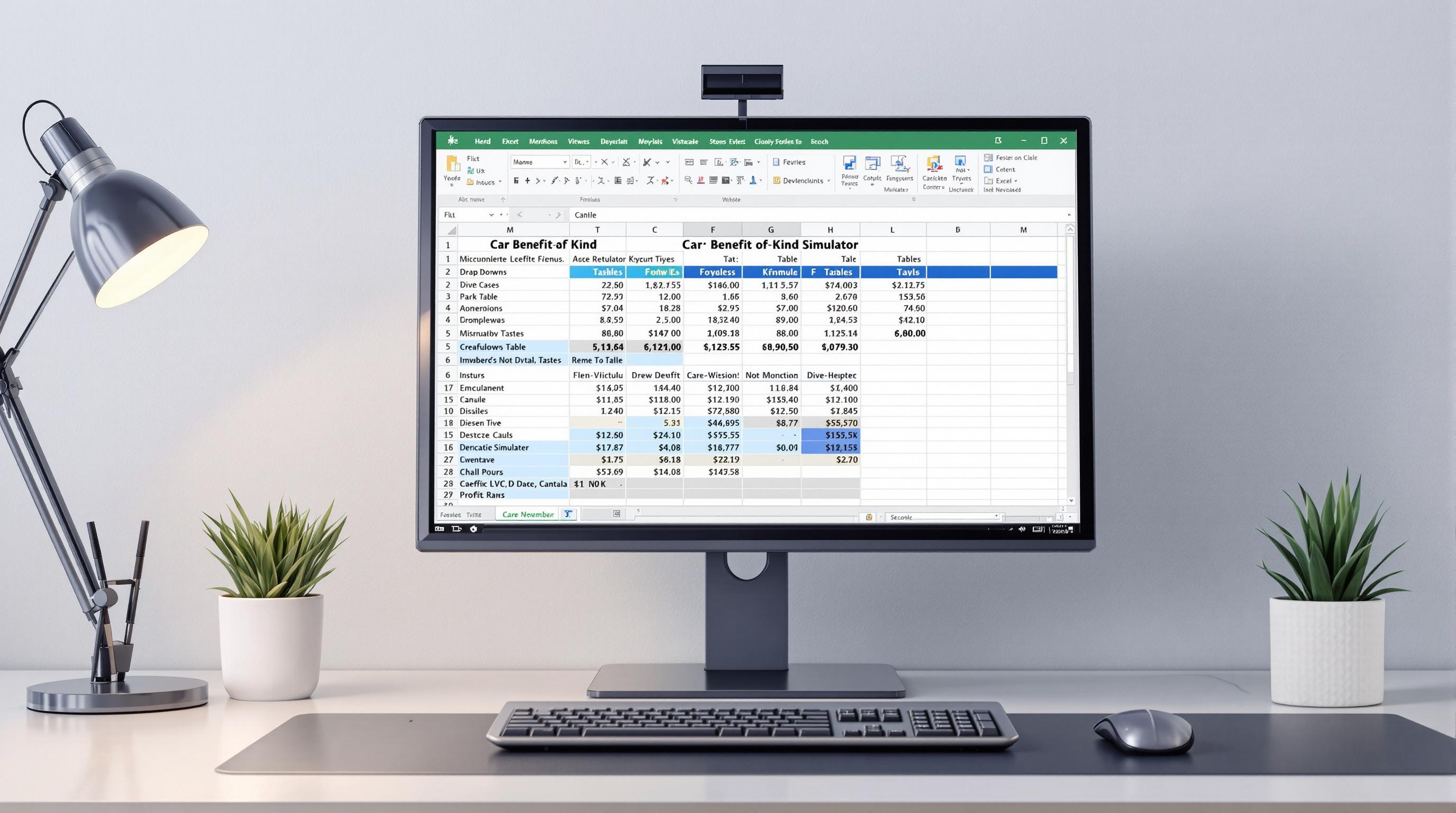 Tableau Excel pour simuler l'avantage en nature d'une voiture de fonction