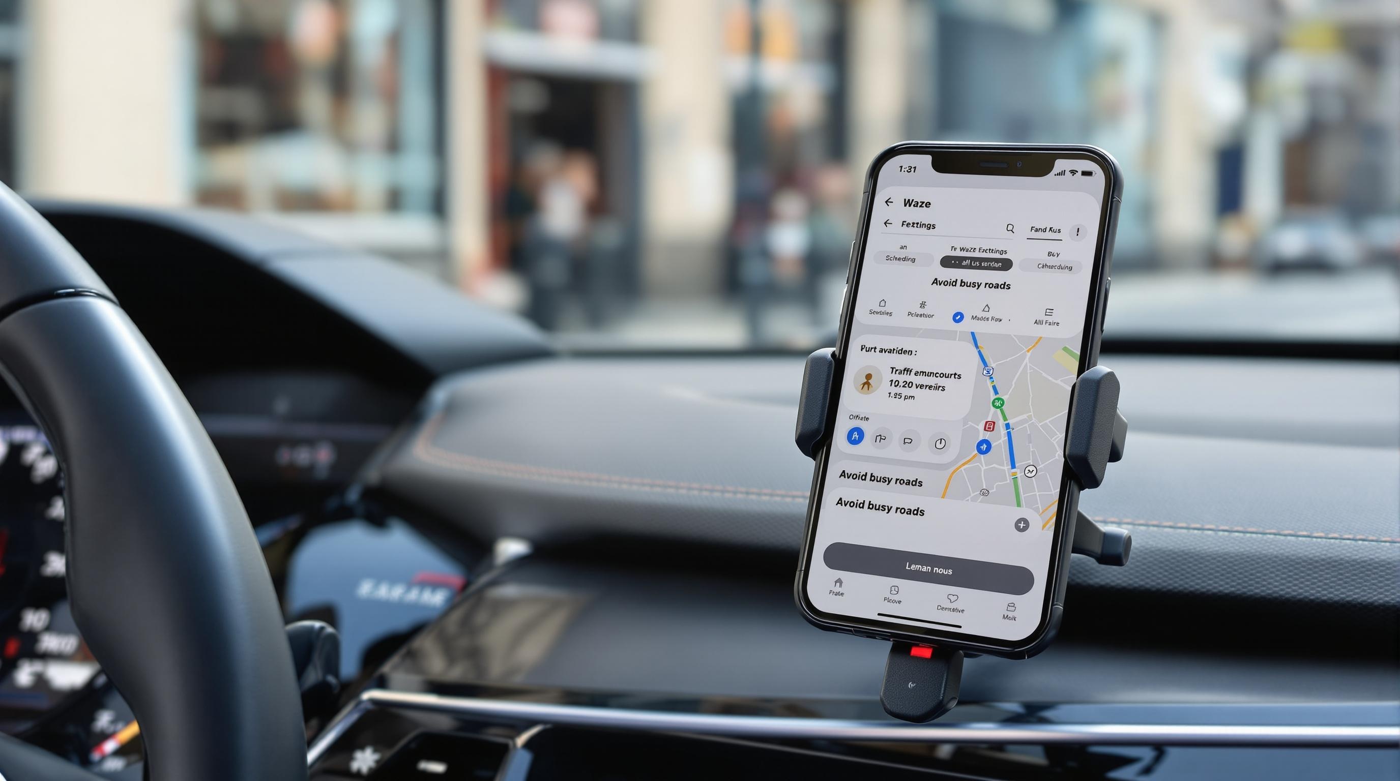 Capture d'écran des réglages anti-bouchons sur Waze en 2025.