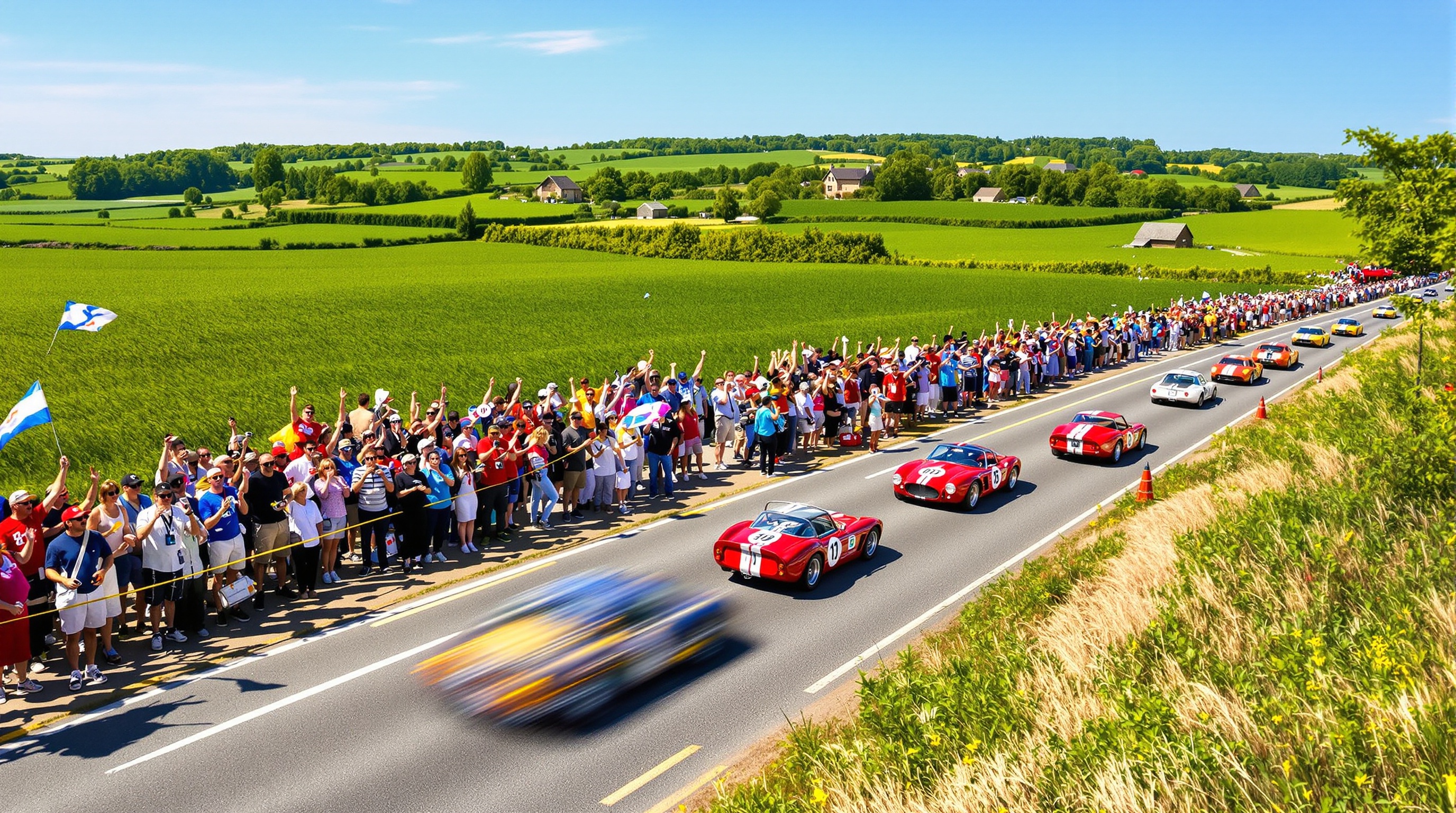 Spectateurs spéciale Tour Auto campagne française foule enthousiasme