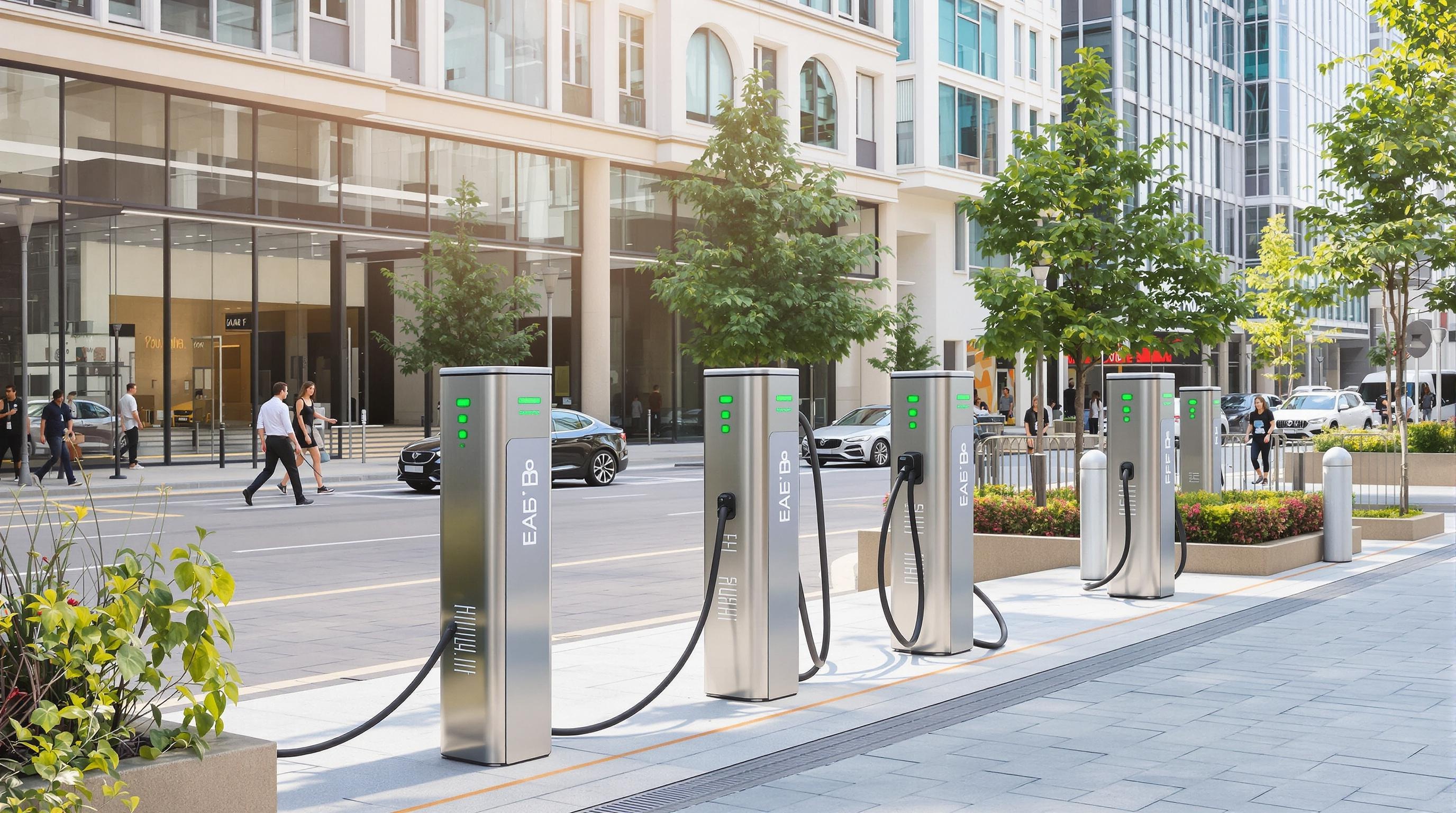 Station de recharge pour voiture hybride rechargeable.