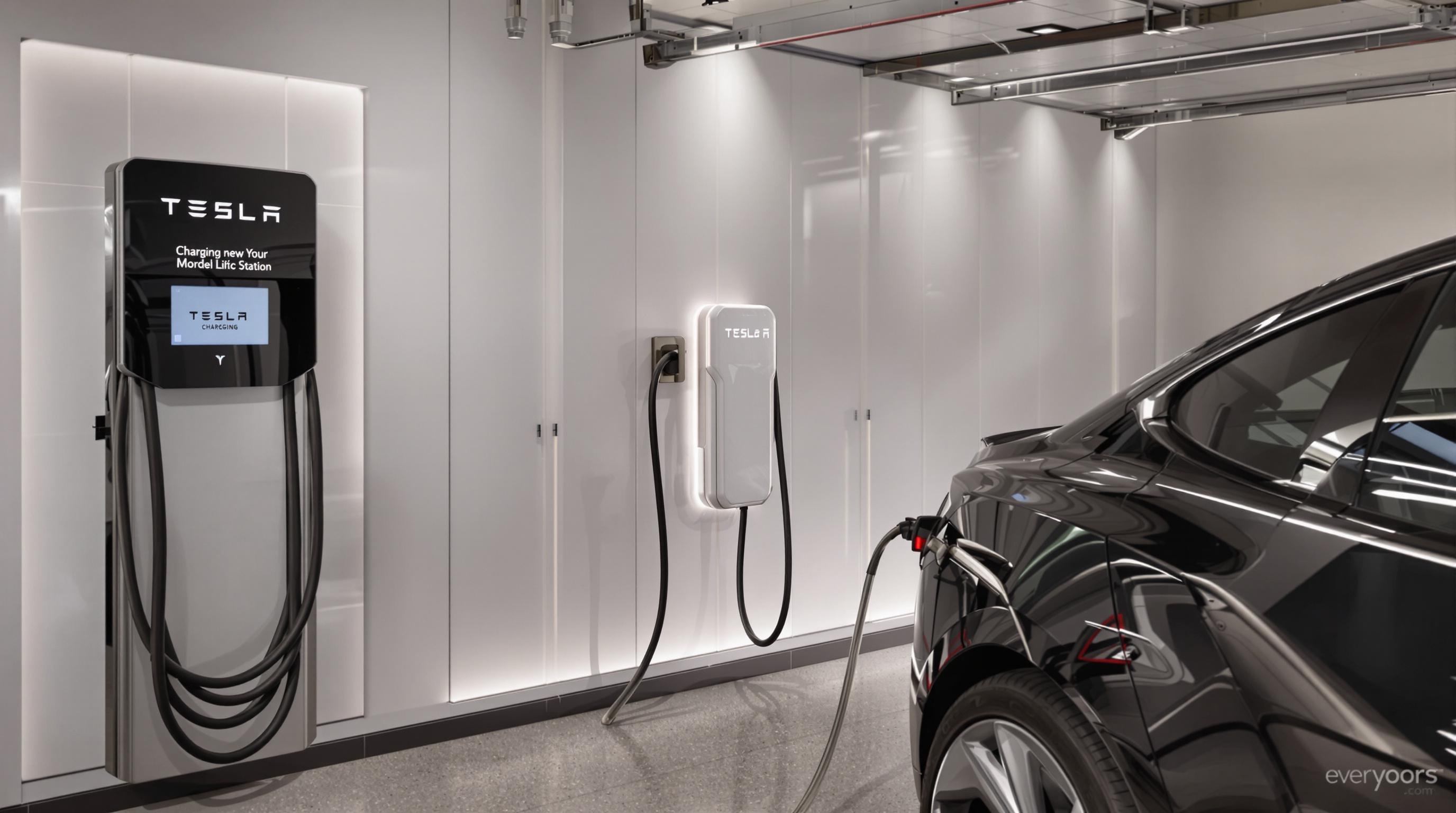 Station moderne pour recharger une Tesla Model Y