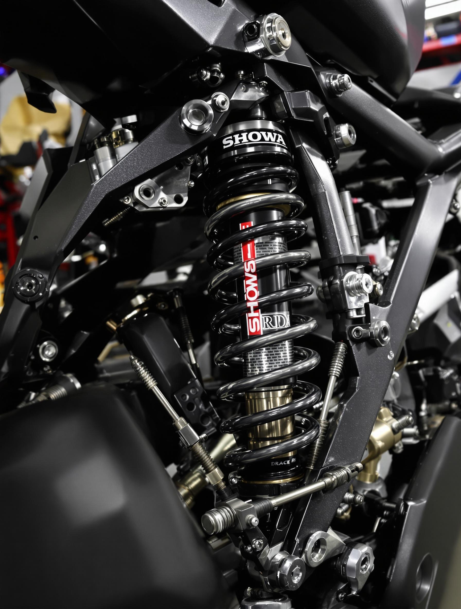 Suspension arrière Showa de la Honda CB1000R Black Edition en atelier