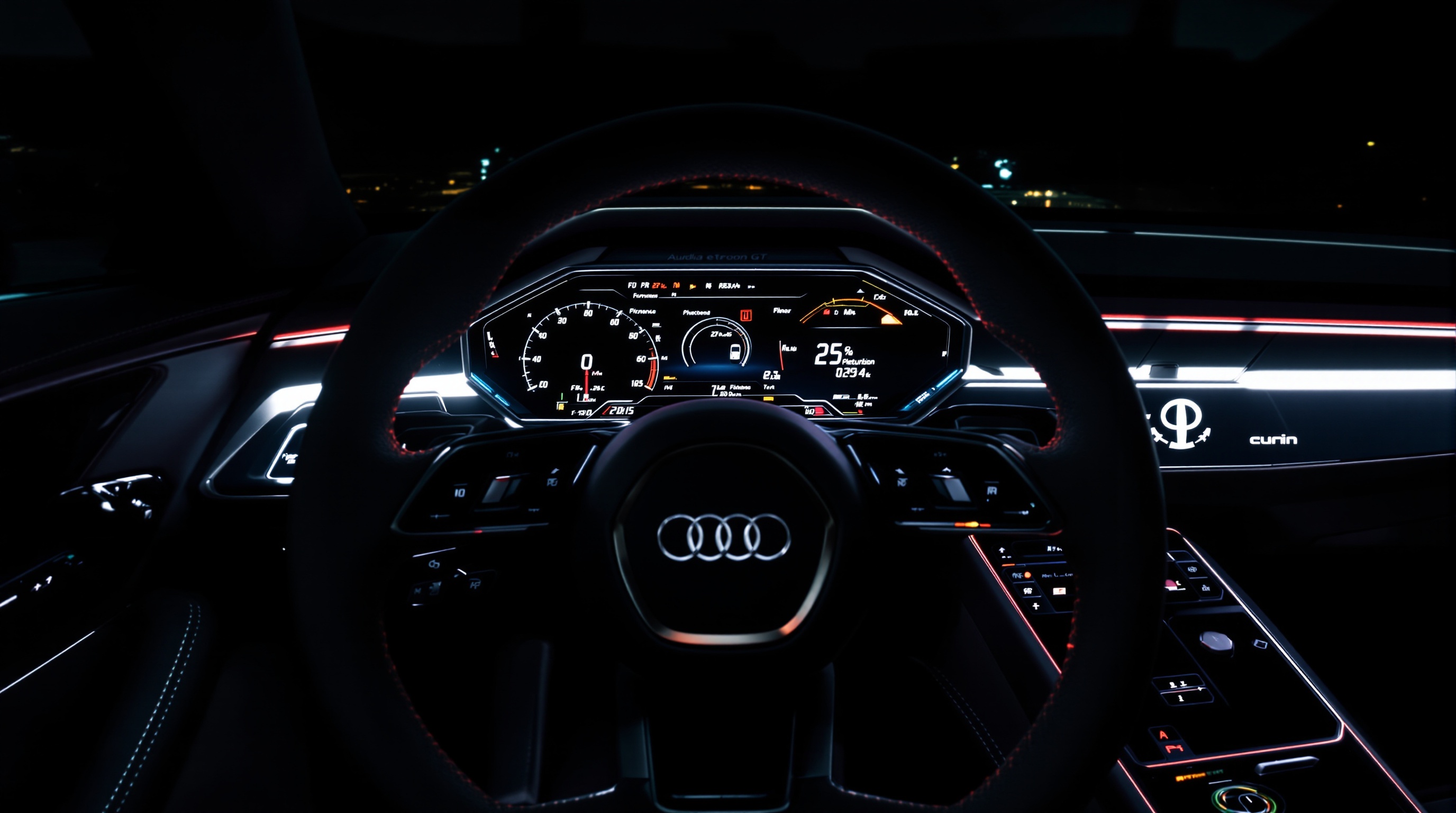 Tableau de bord Audi e-tron GT accélération performance brute