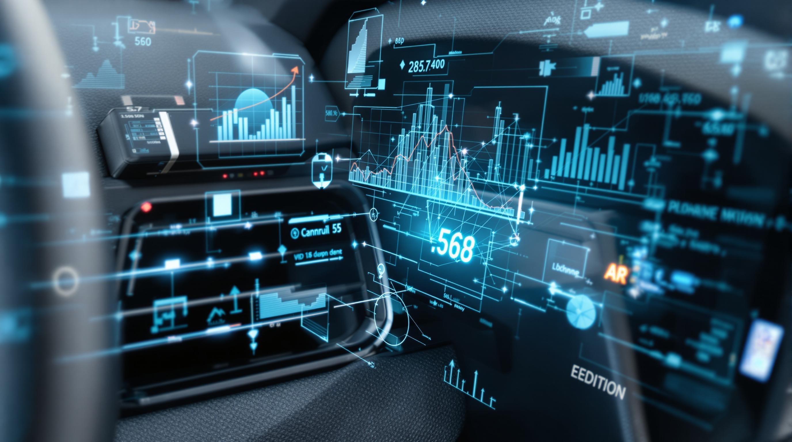 Boîtier télématique OBD avec graphiques de données sur tableau de bord