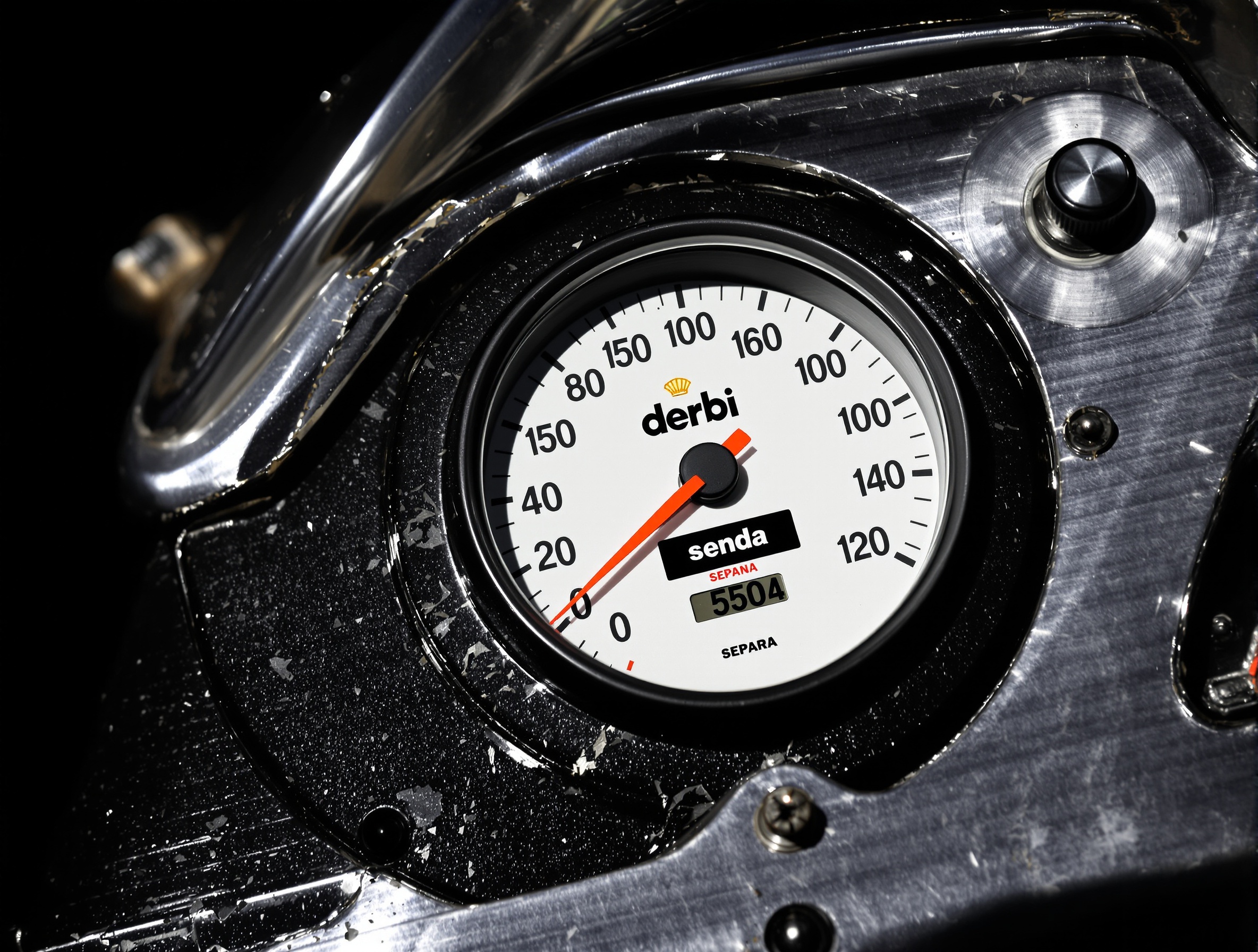 tableau de bord vintage agressif Derbi Senda logo espagnol compétition