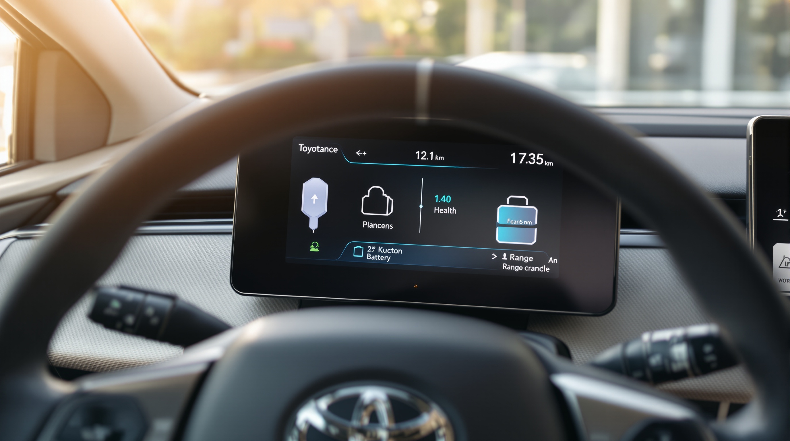 Tableau de bord Toyota bZ4X autonomie batterie interface