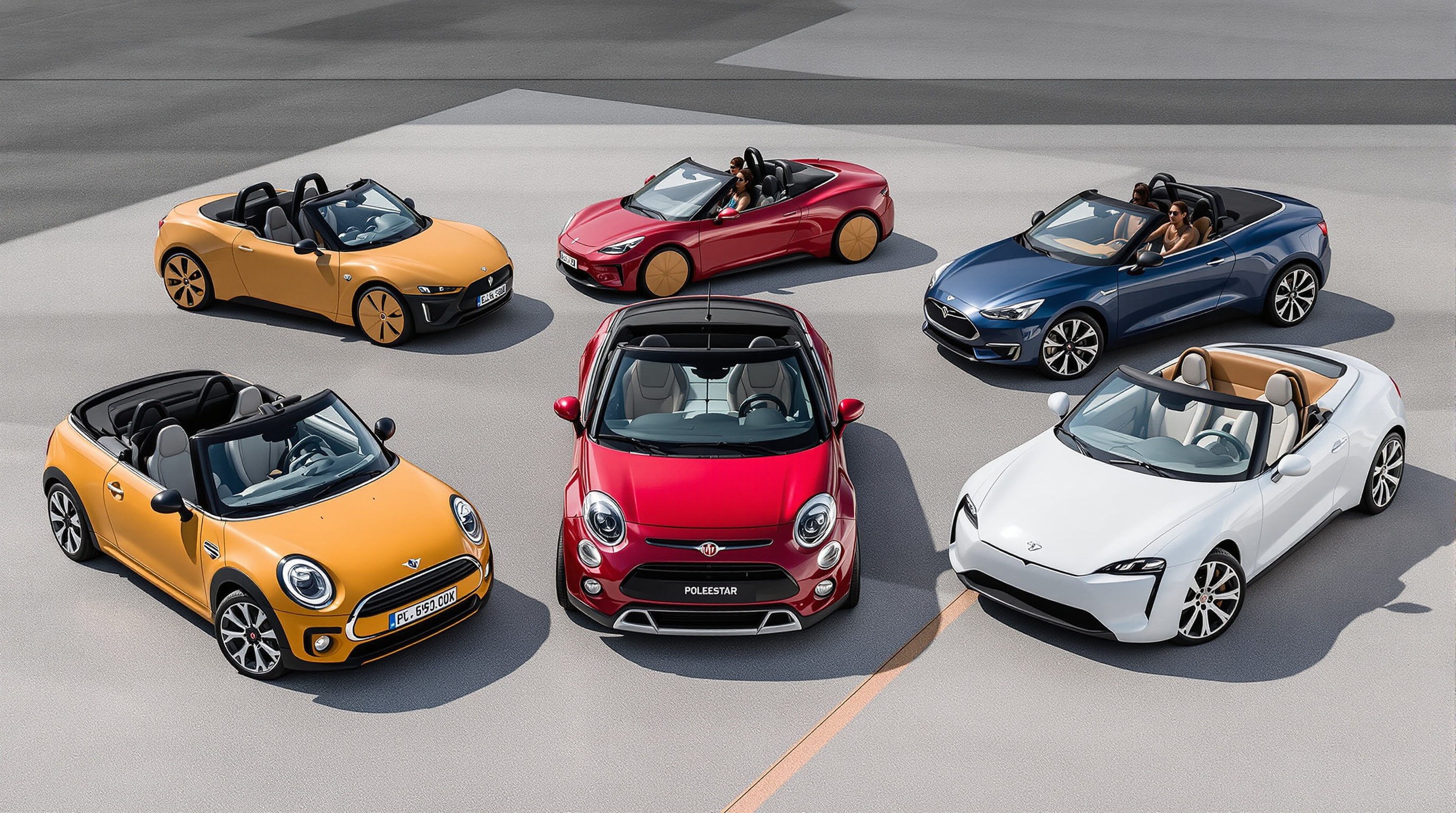 Différents cabriolets électriques modernes exposés