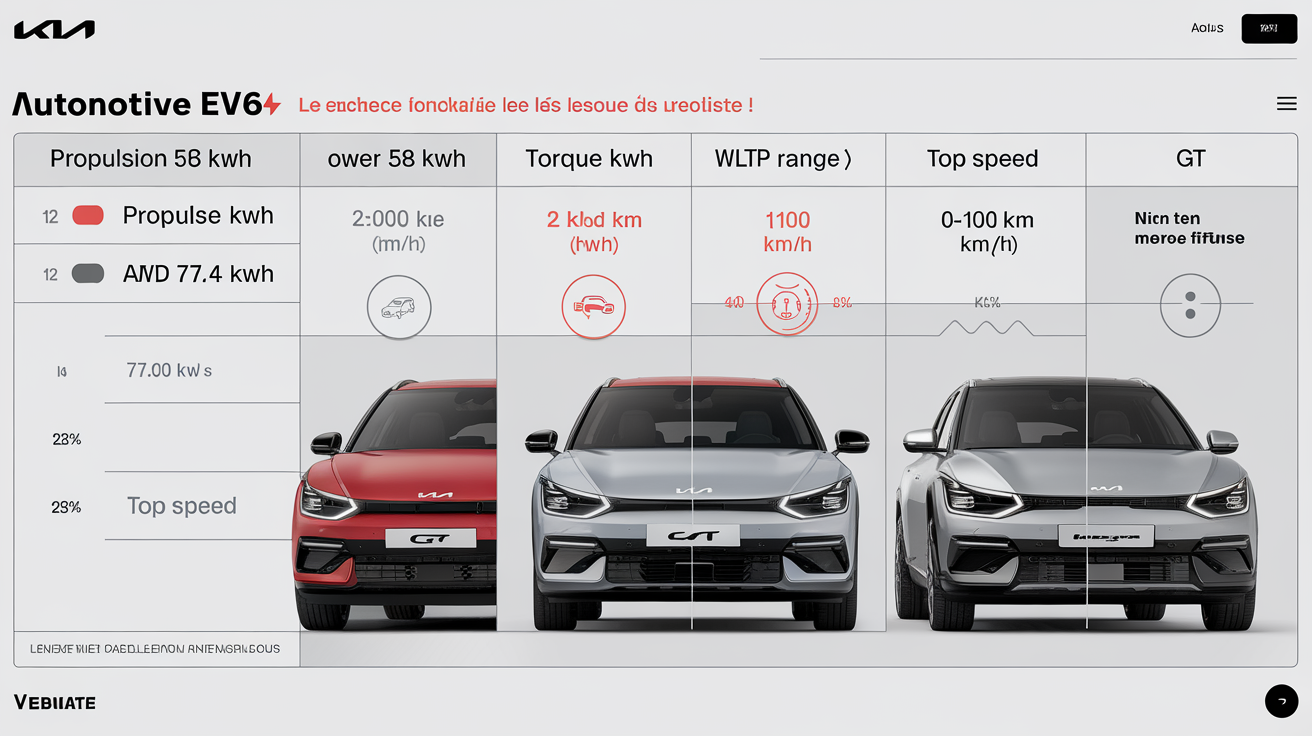 Tableau comparatif versions Kia EV6