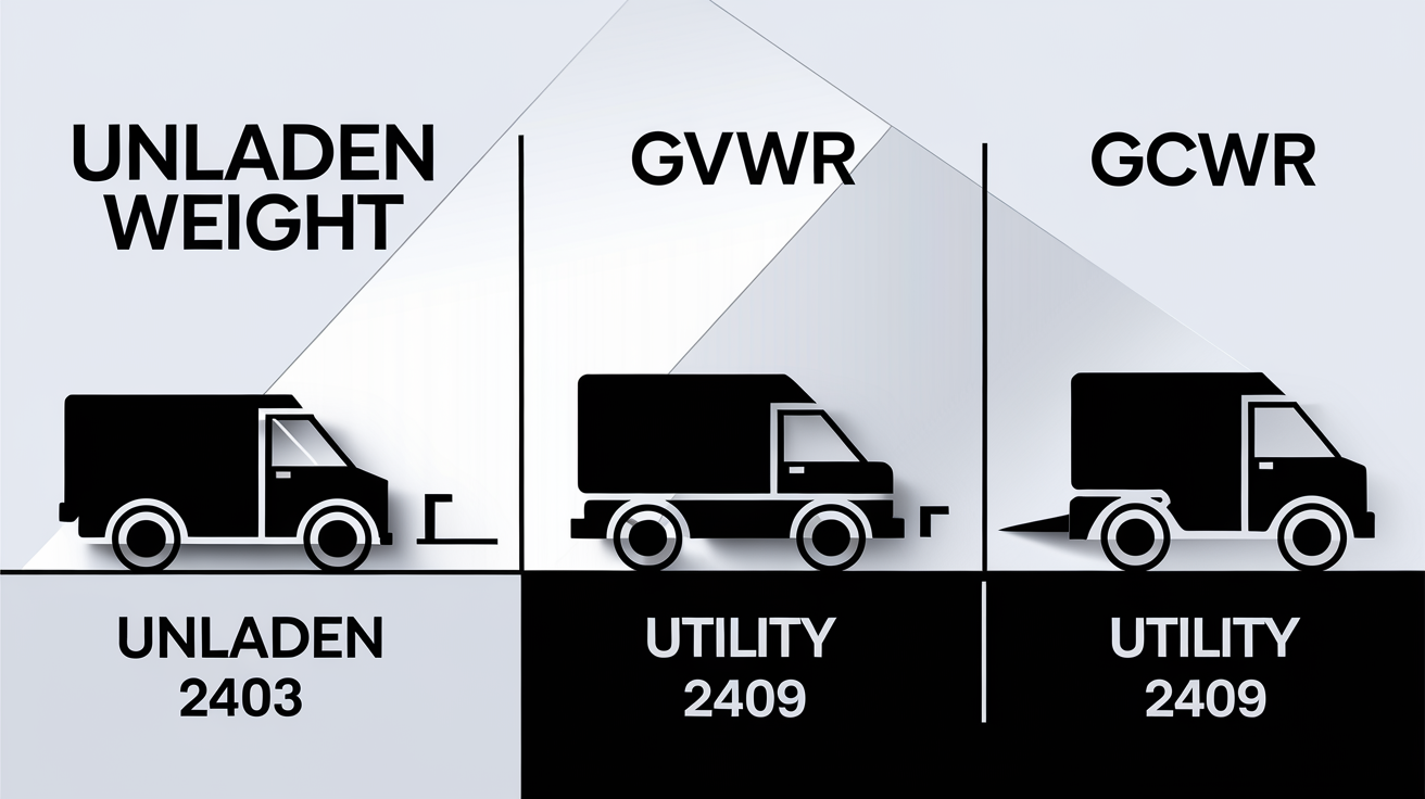 Tableau comparatif visuel Poids à Vide / PTAC / PTRA