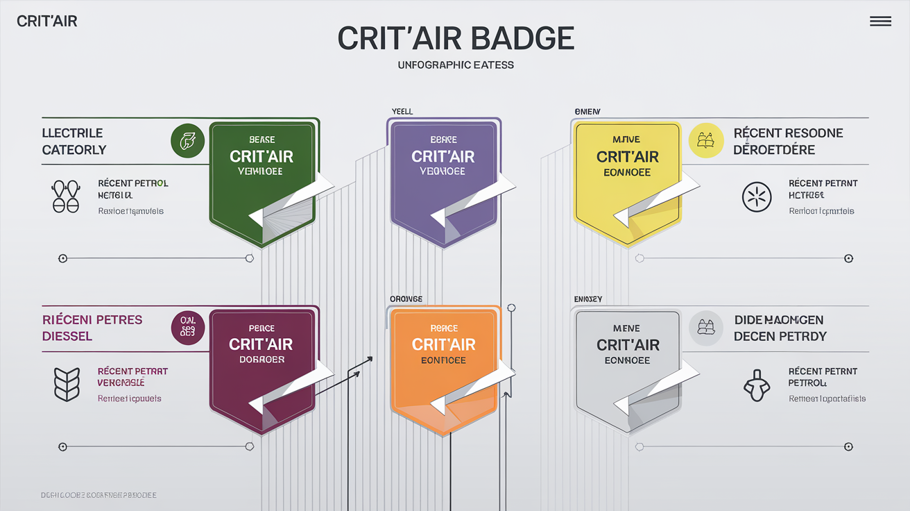 Tableau vignettes Crit’Air code couleur
