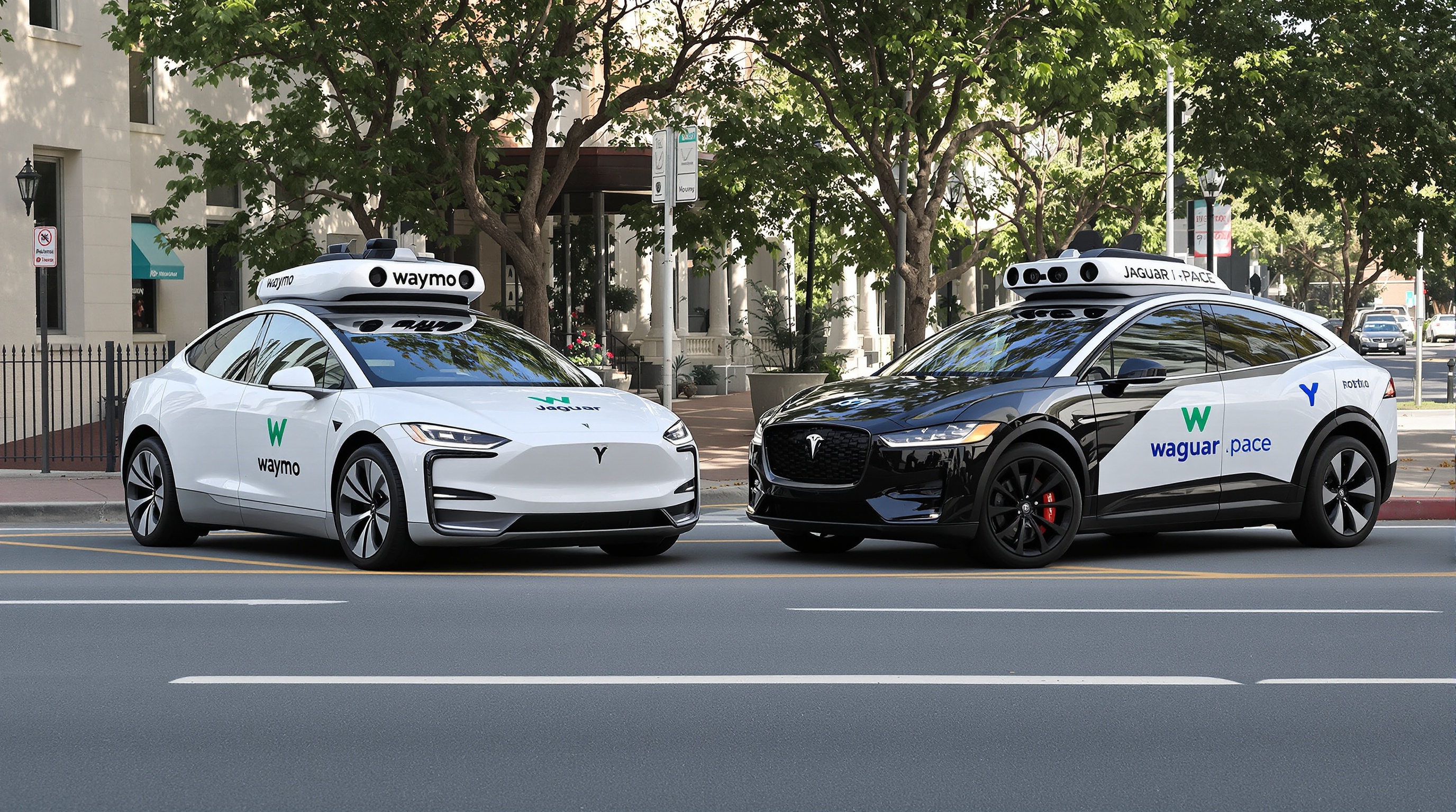 Tesla Model Y Robotaxi face à Jaguar I-PACE Waymo à Austin