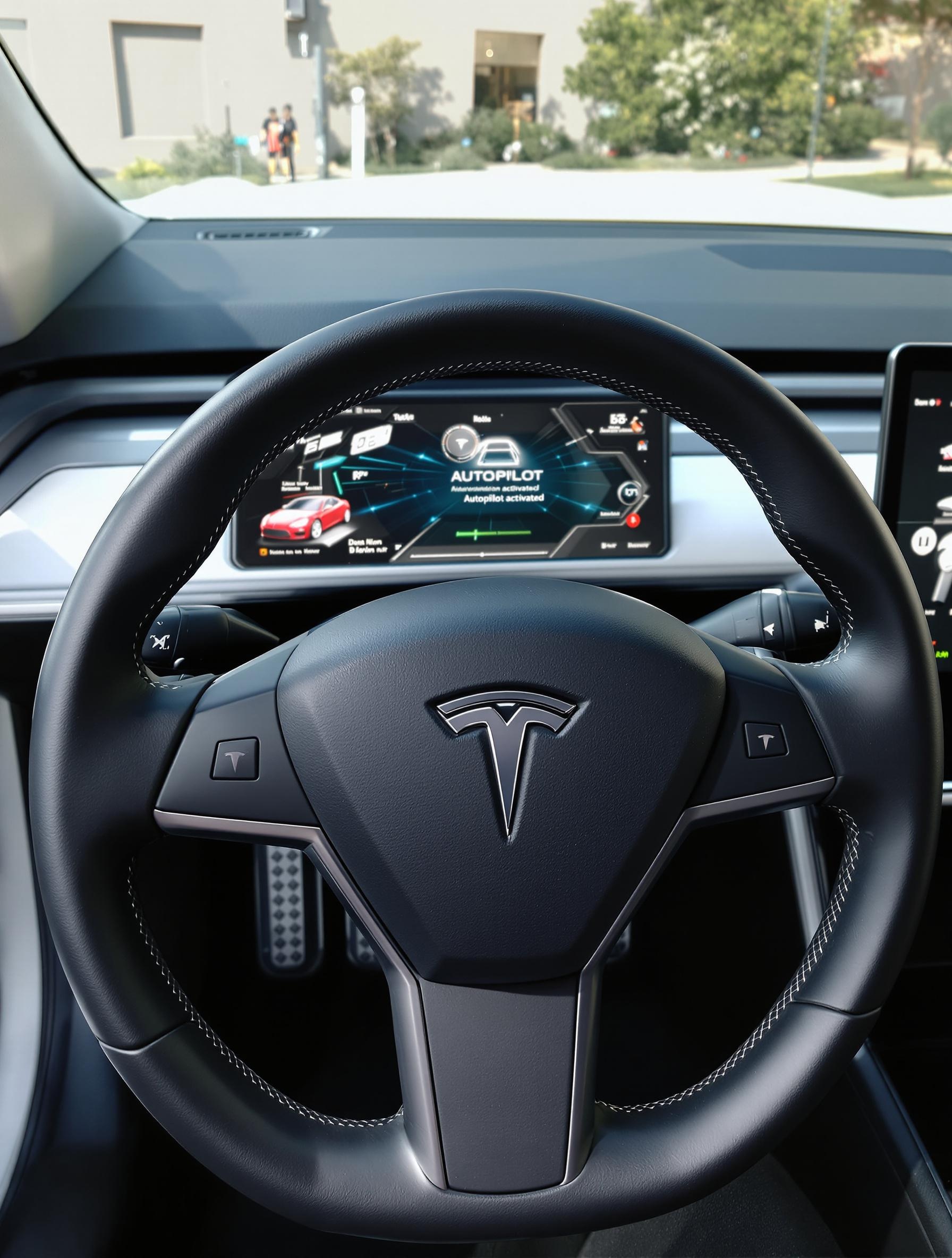 Interface de l'Autopilot activée sur l'écran central