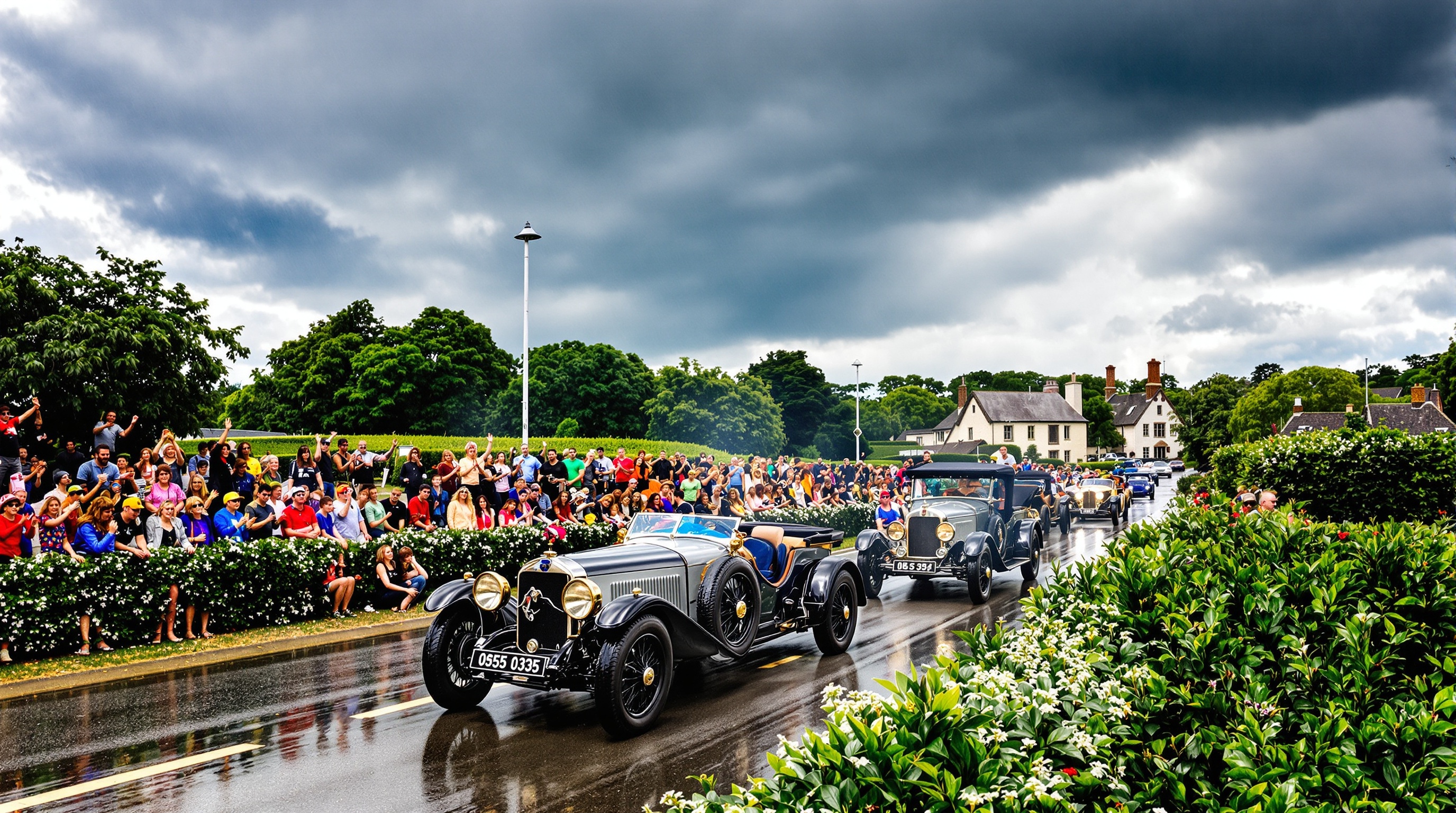 Ambiance intense Tour de Bretagne 2025 véhicules anciens foule Bretagne