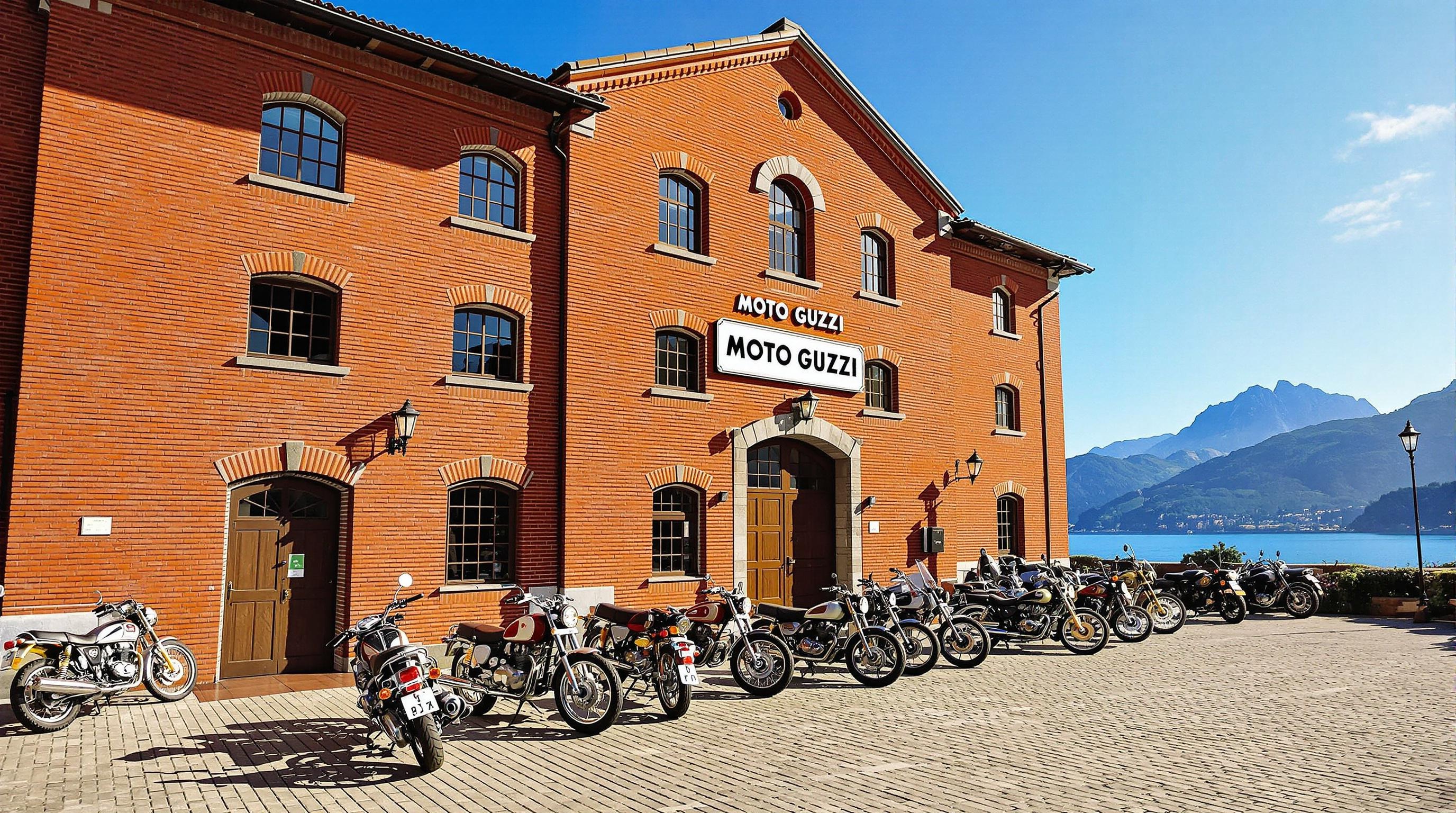 Usine historique Moto Guzzi à Mandello del Lario, atmosphère lombarde authentique