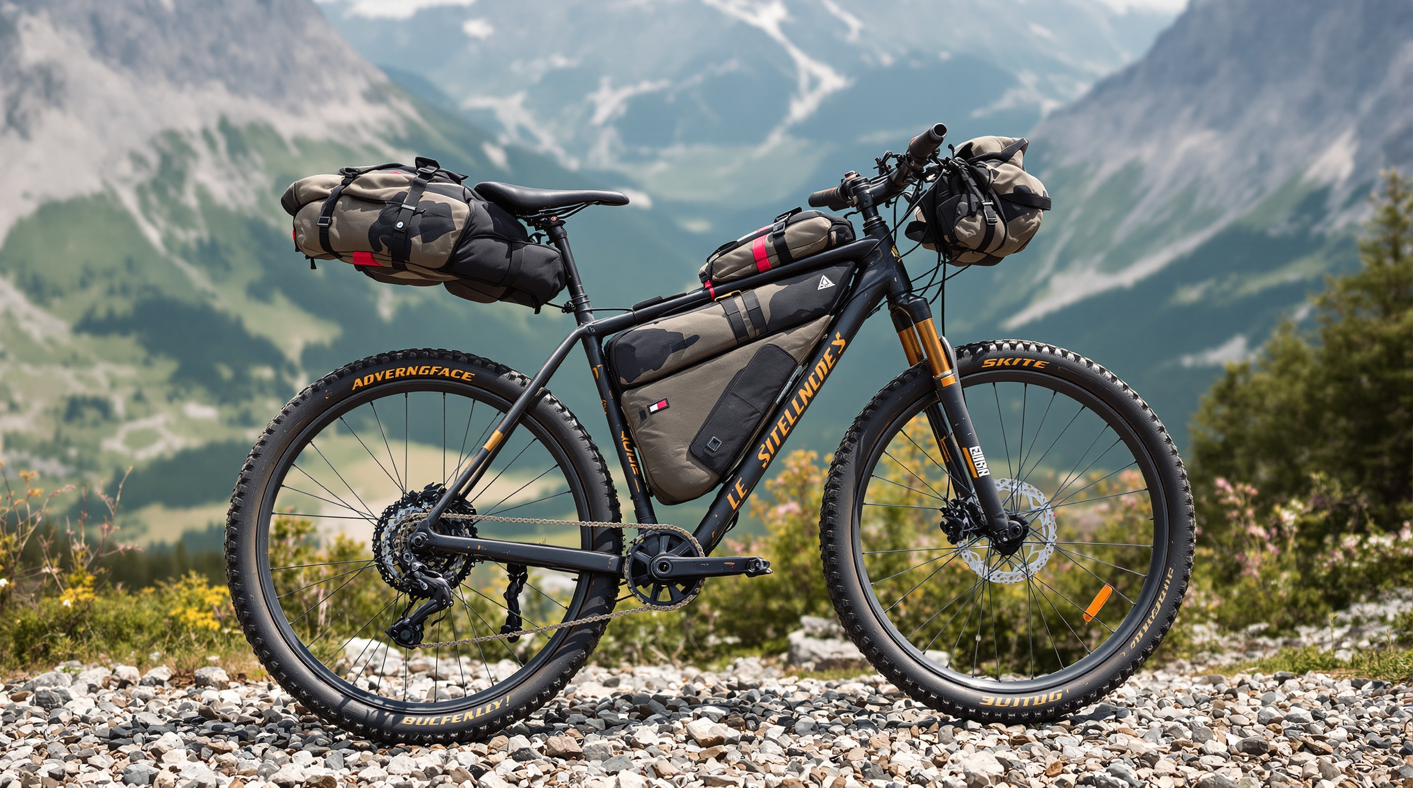 Vélo baroudeur acier équipé montagne sauvage