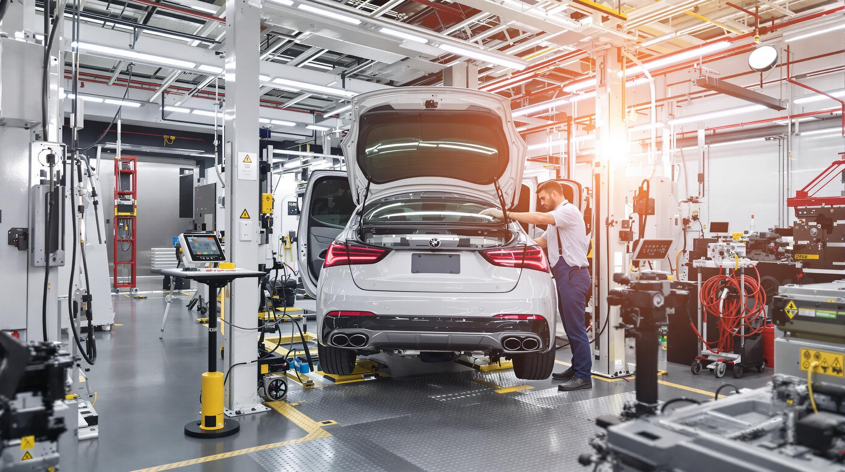 Une voiture essence en cours de contrôle technique
