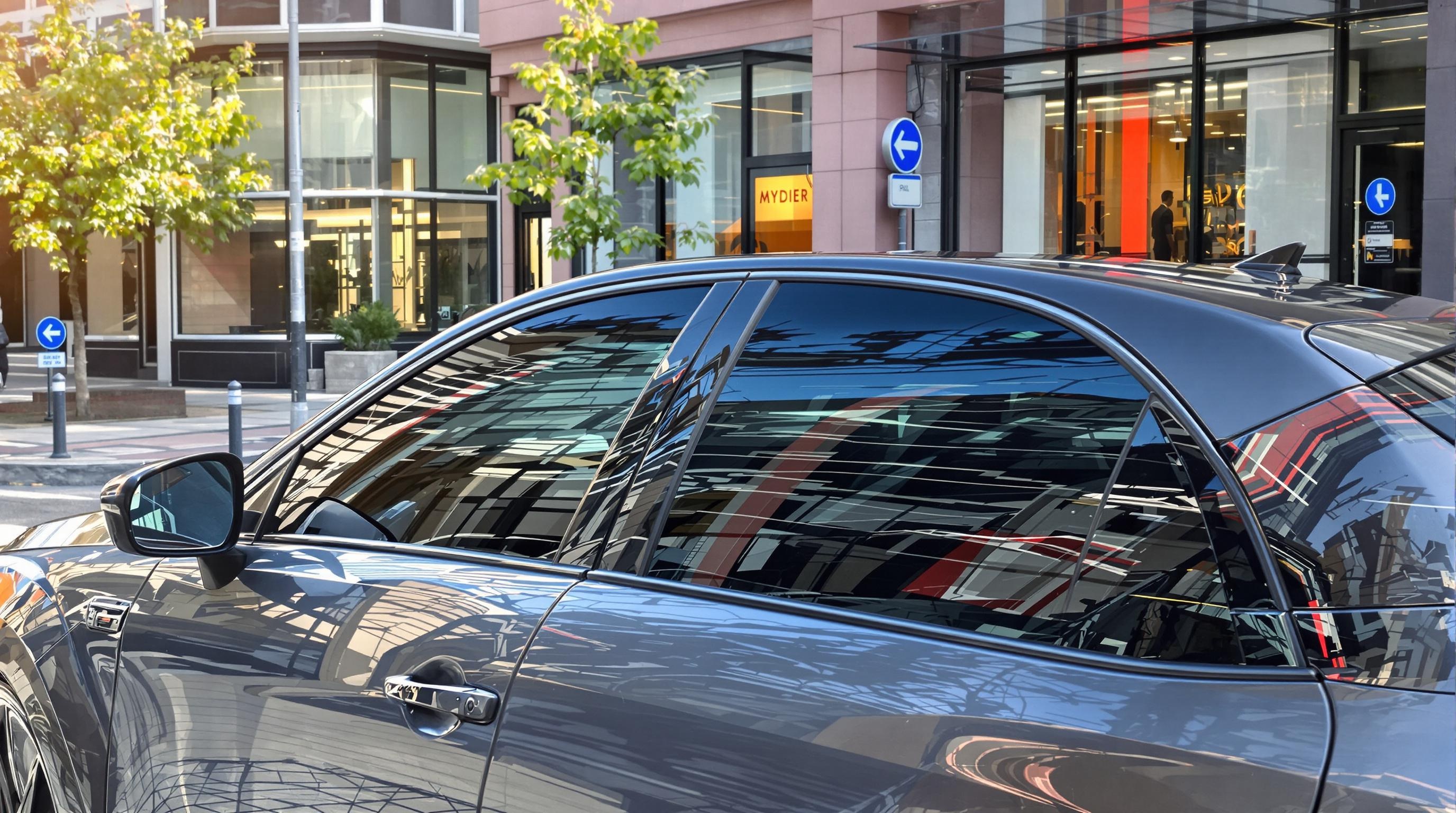 Une voiture moderne avec vitres teintées conformes.